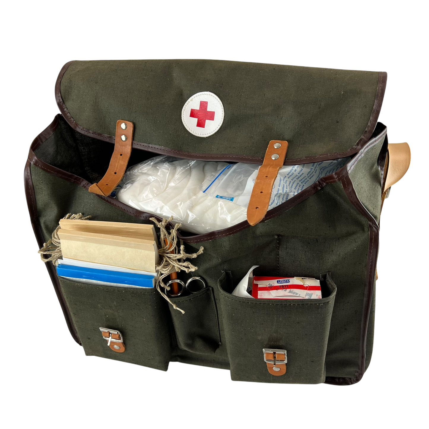 Finnish Civil Defence Vintage Medical Kit Bag w Supplies