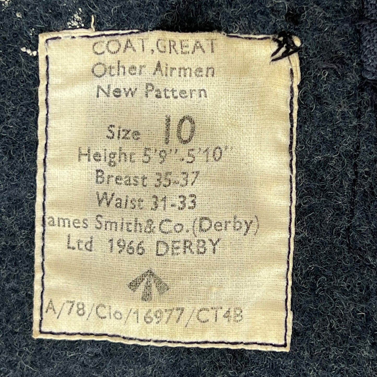 British RAF 60's New Pattern Wool Greatcoat - Medium SIZE 10