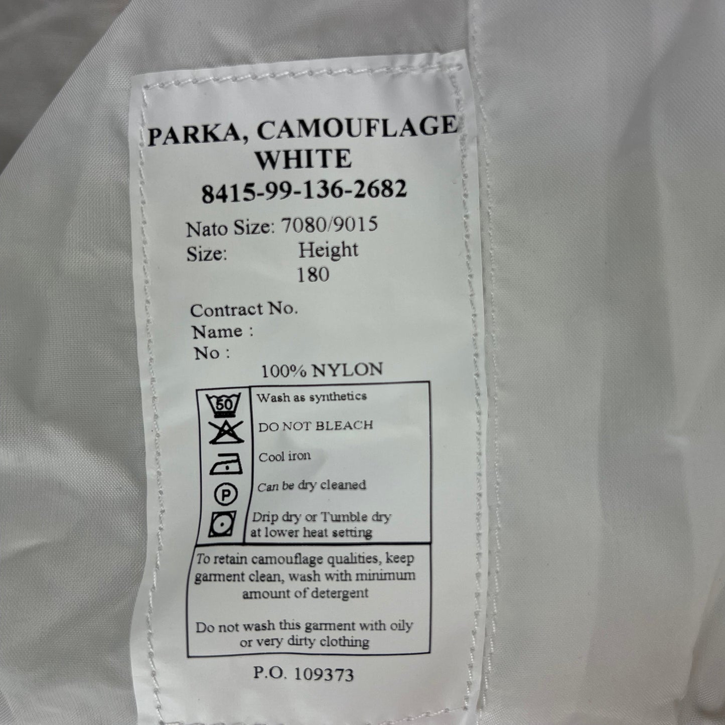British Army White Snow Camouflage Smock Cover - Height 180cm