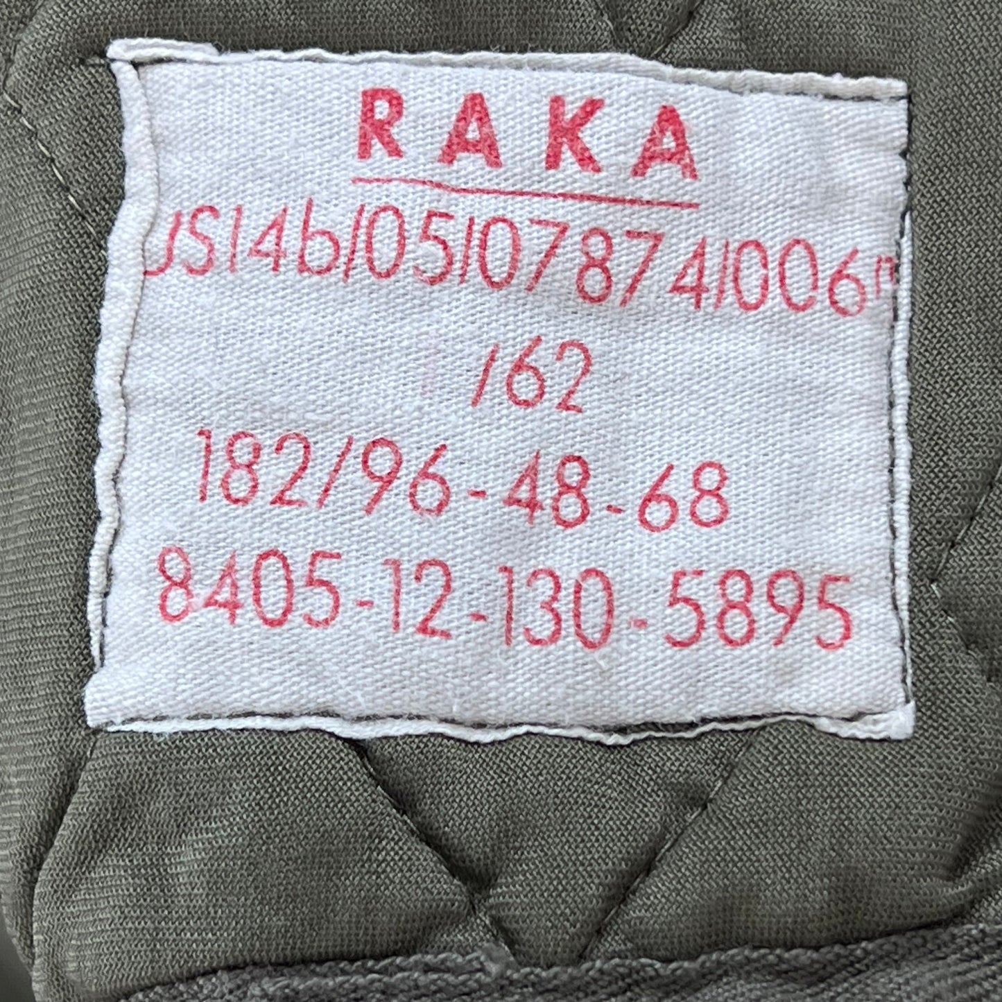 German Army Khaki Thermal Parka Liner -