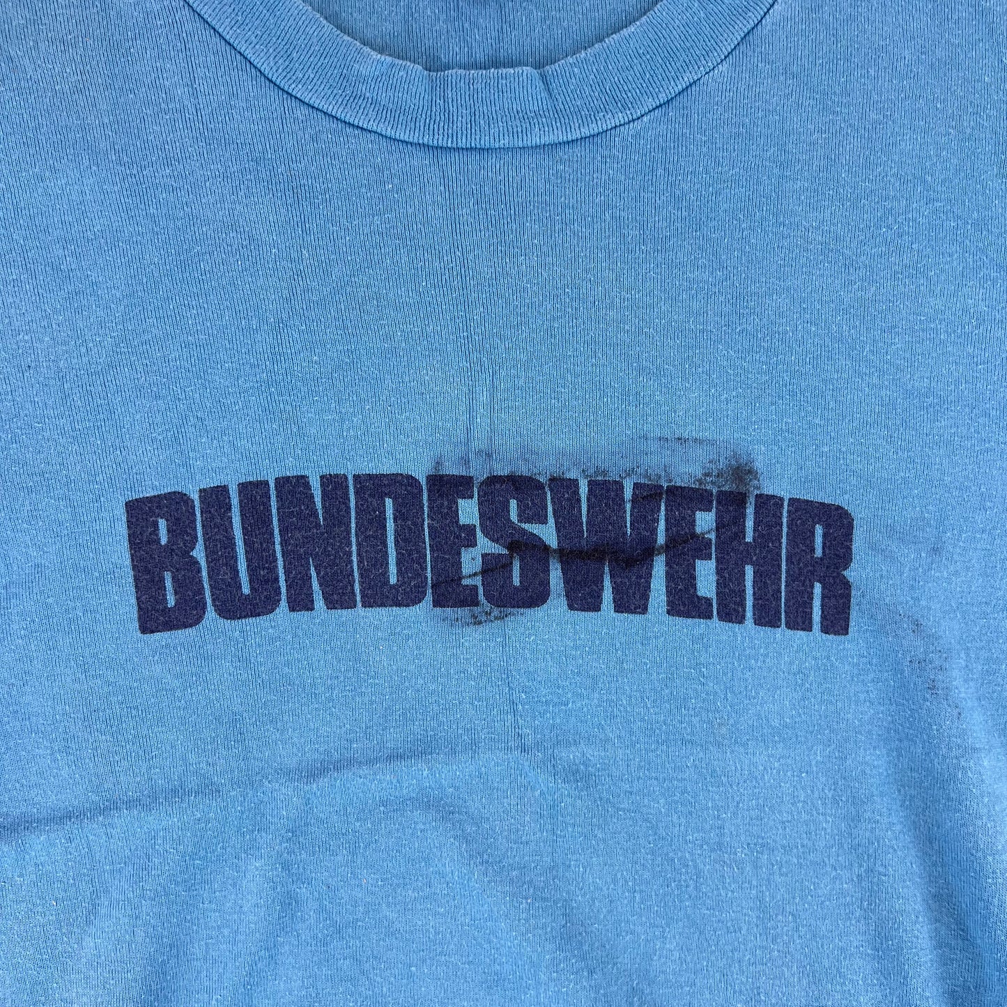 West German Army 70s Blue Training T Shirt - Small Gr 5