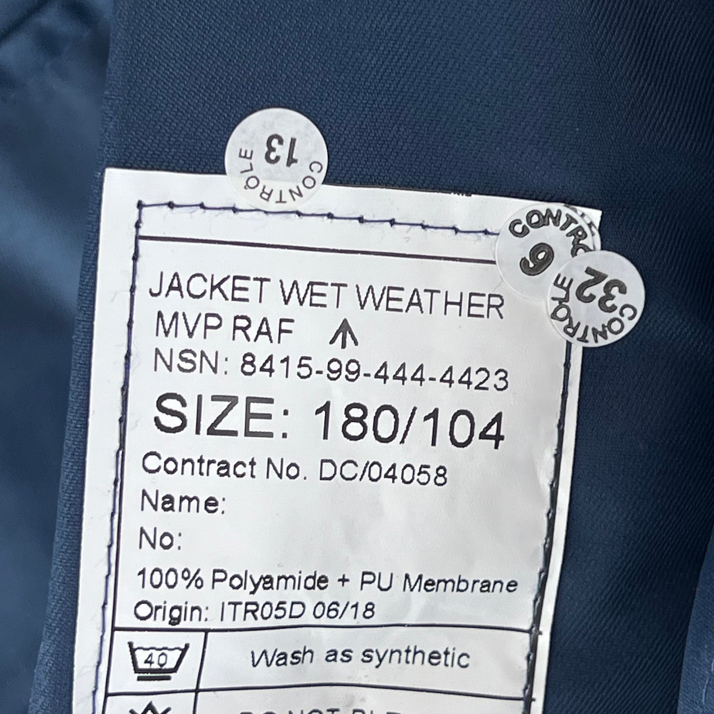 British RAF MVP Foul Weather Jacket - Large 170/104