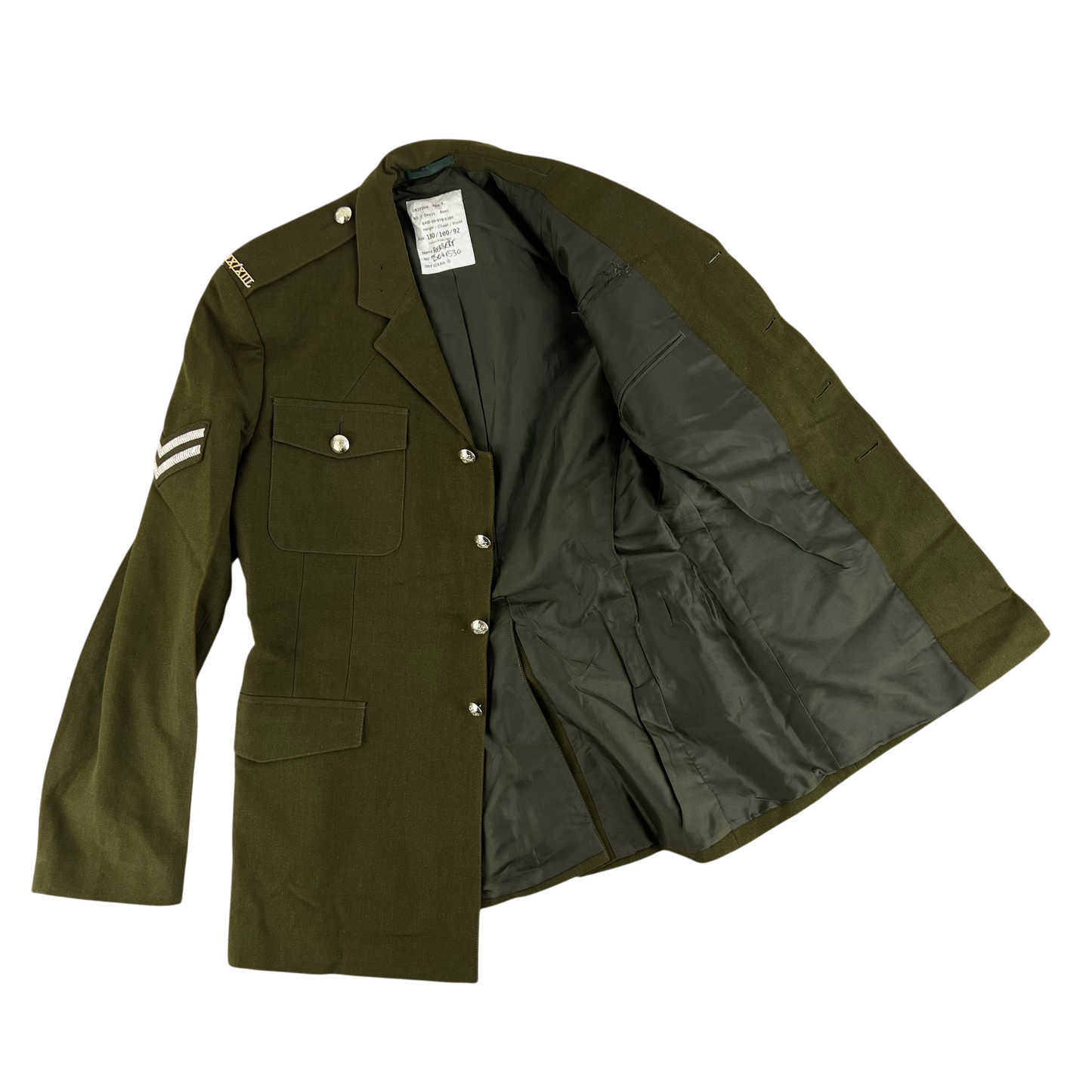 British Army 1980 Pattern No. 2 Olive Green Dress Jacket - 9th/12th Royal Lancers - Medium 180/100