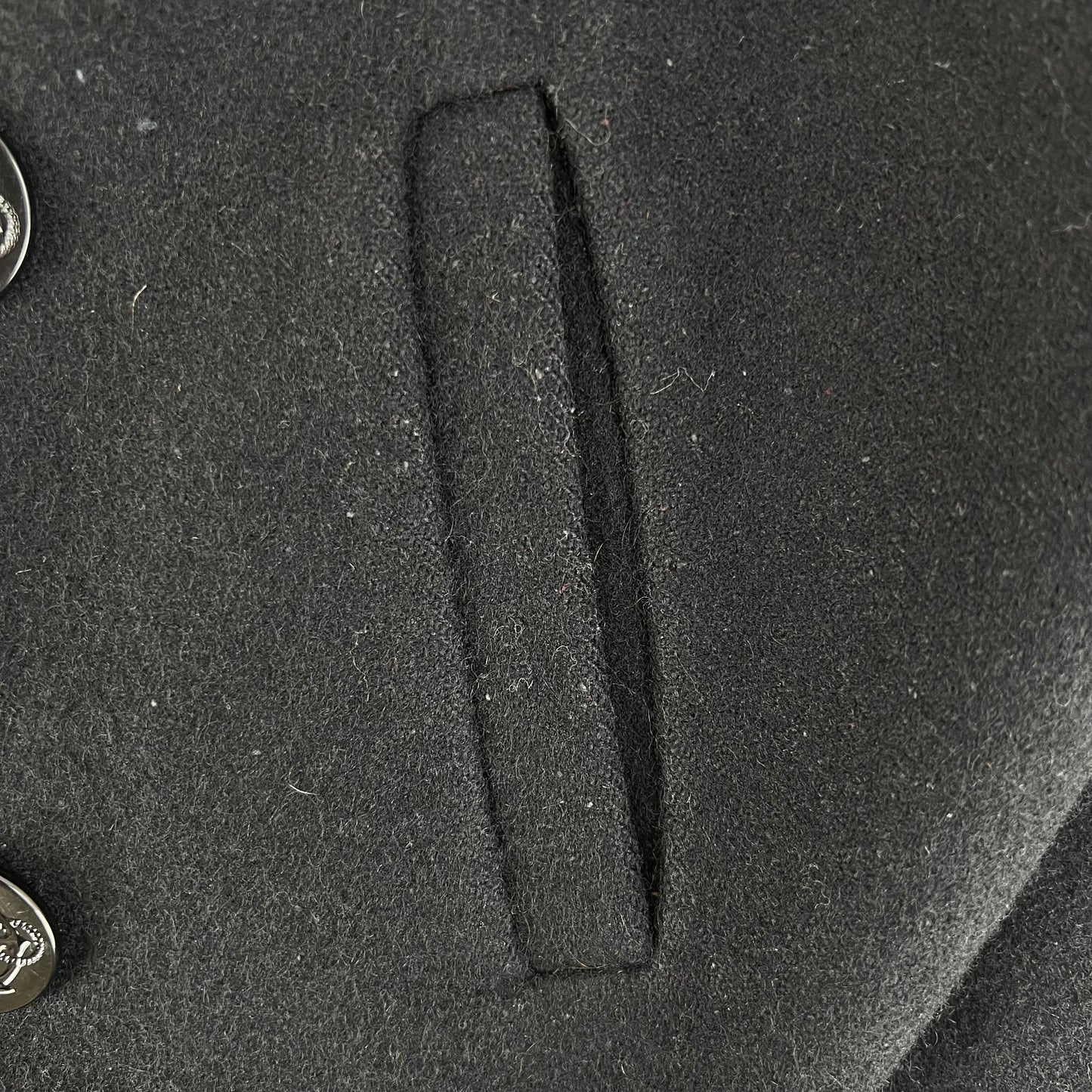 US Navy 70s Black Wool Peacoat - Medium