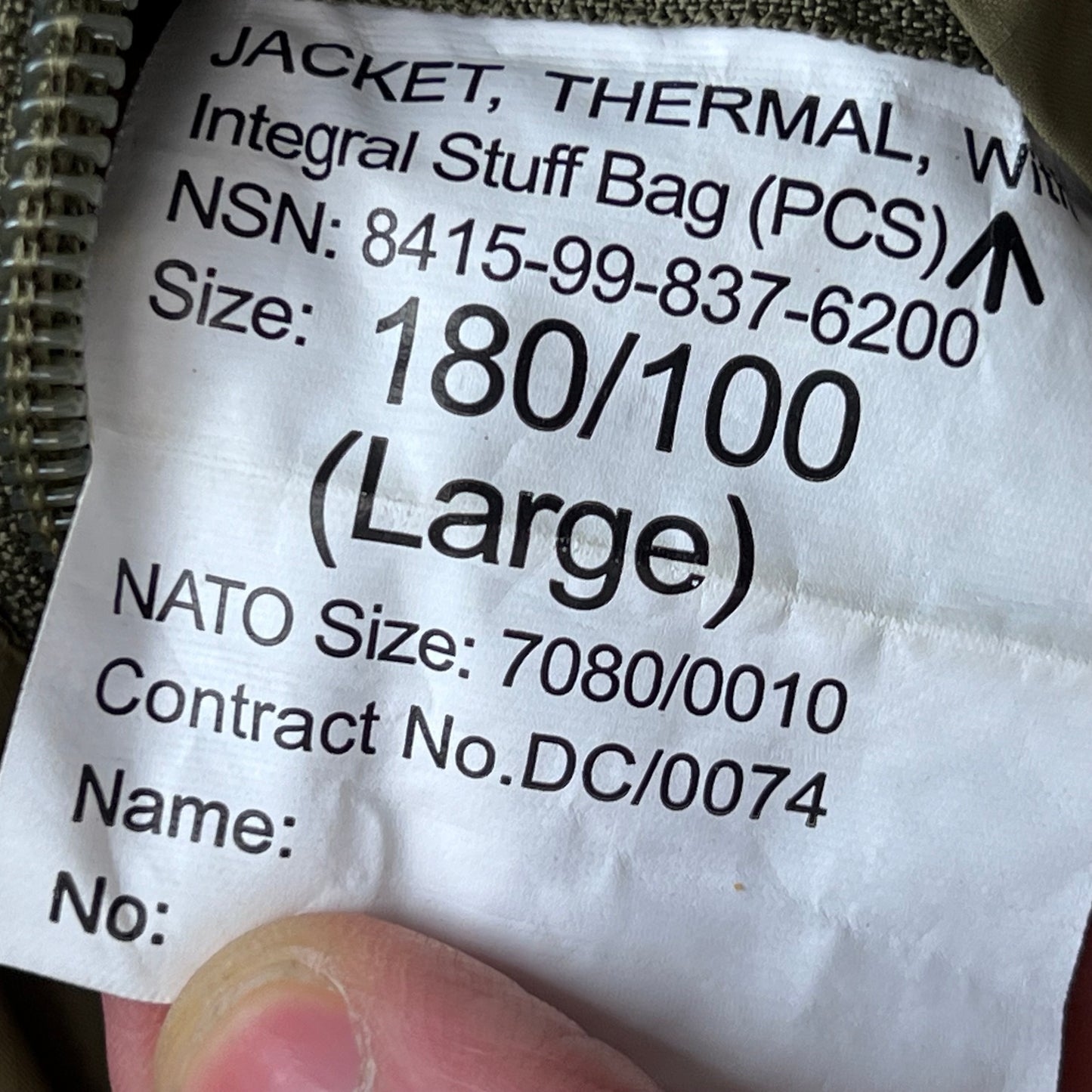 British Army Thermal Buffalo Jacket - Large