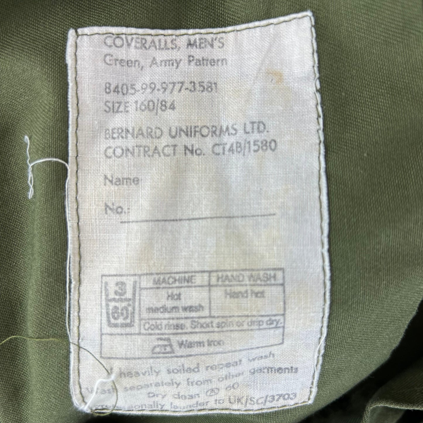 British Army 80s Cotton Work Coveralls Olive Green - Small 160/84