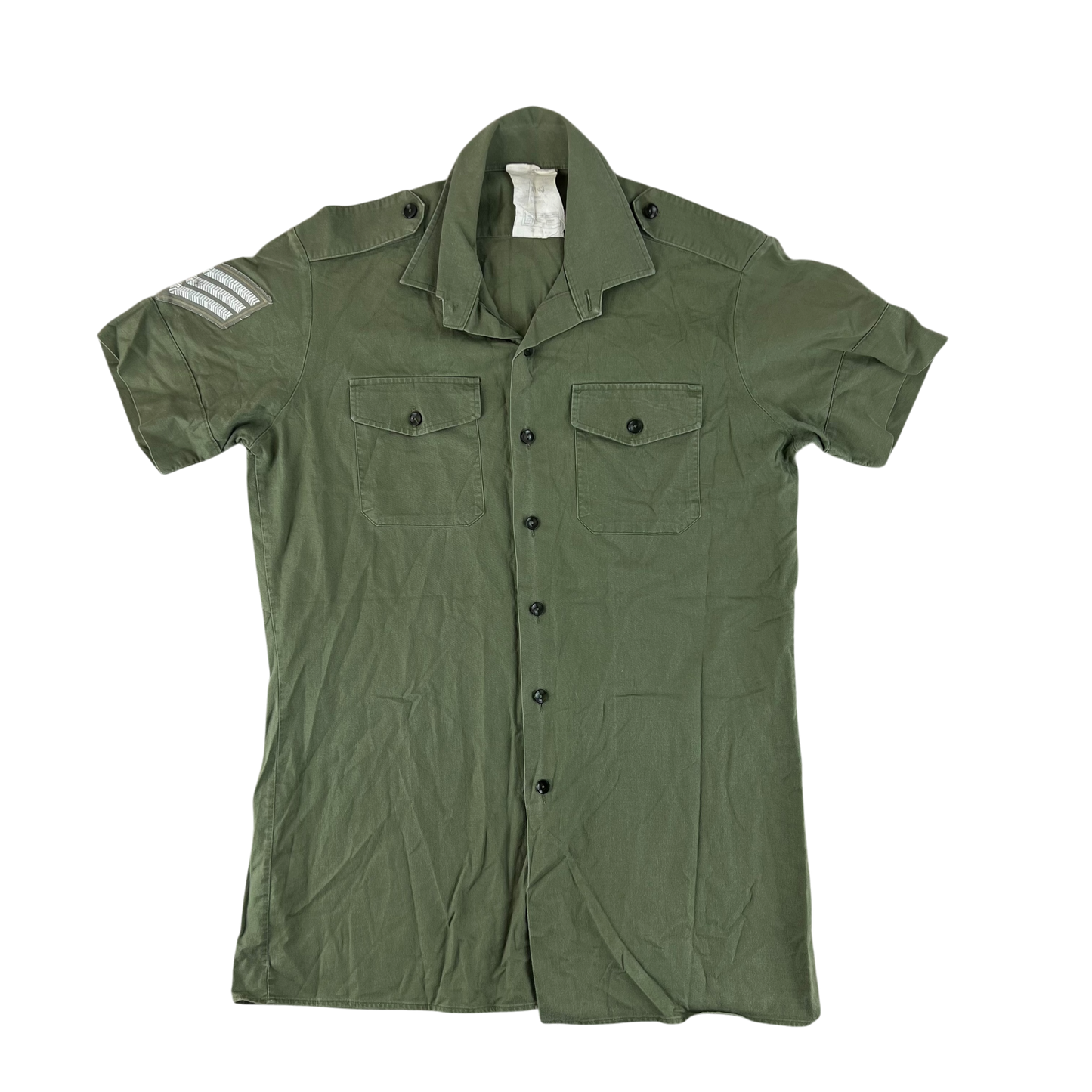 British Army Mens Olive Green Cotton Shirt Short Sleeve - Large C41/43