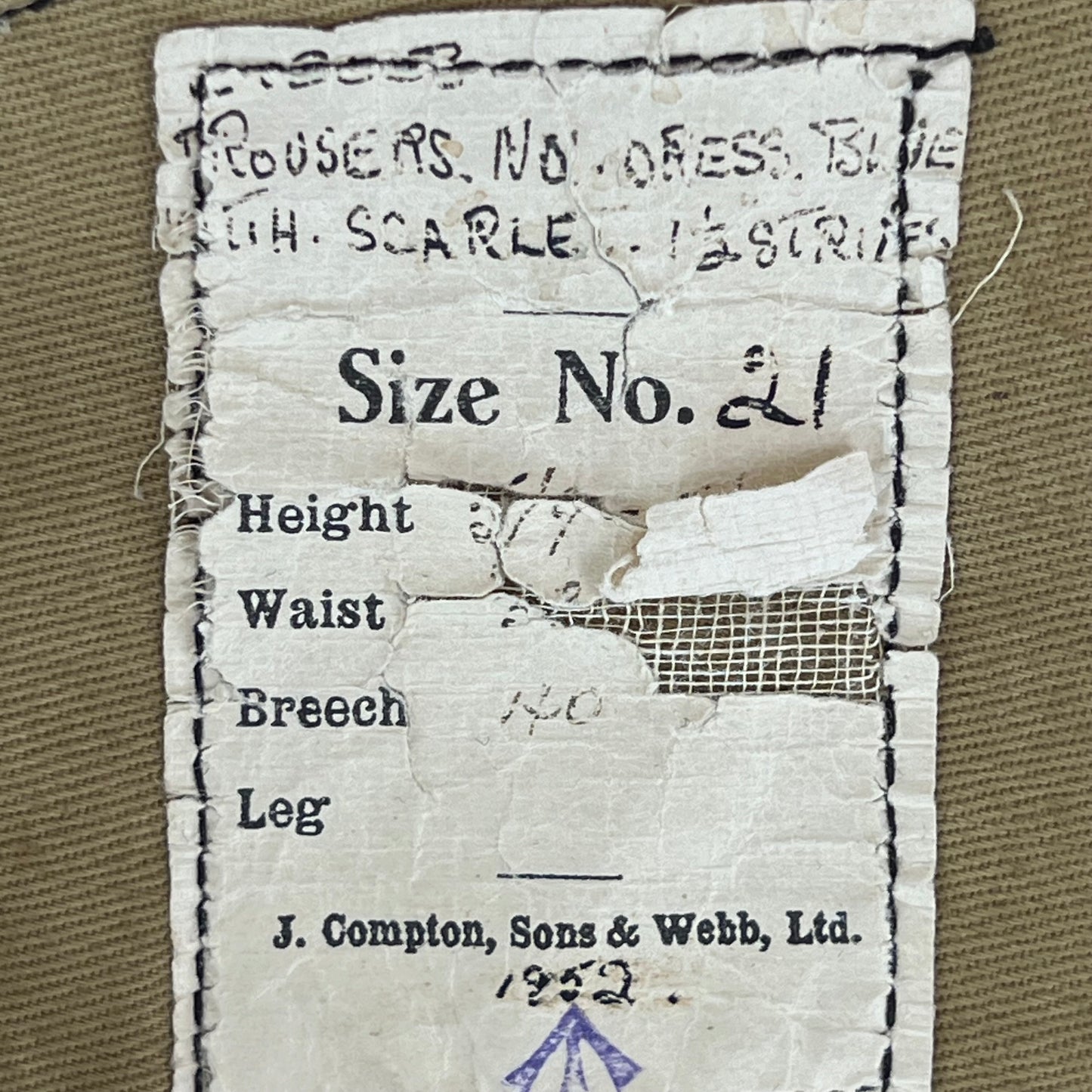 British Army 1950's Footguards No 1 Blues Dress Trousers - W33 L31