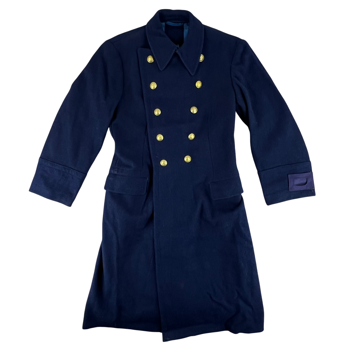 Romanian People's Navy 80s Blue Wool Greatcoat - Medium