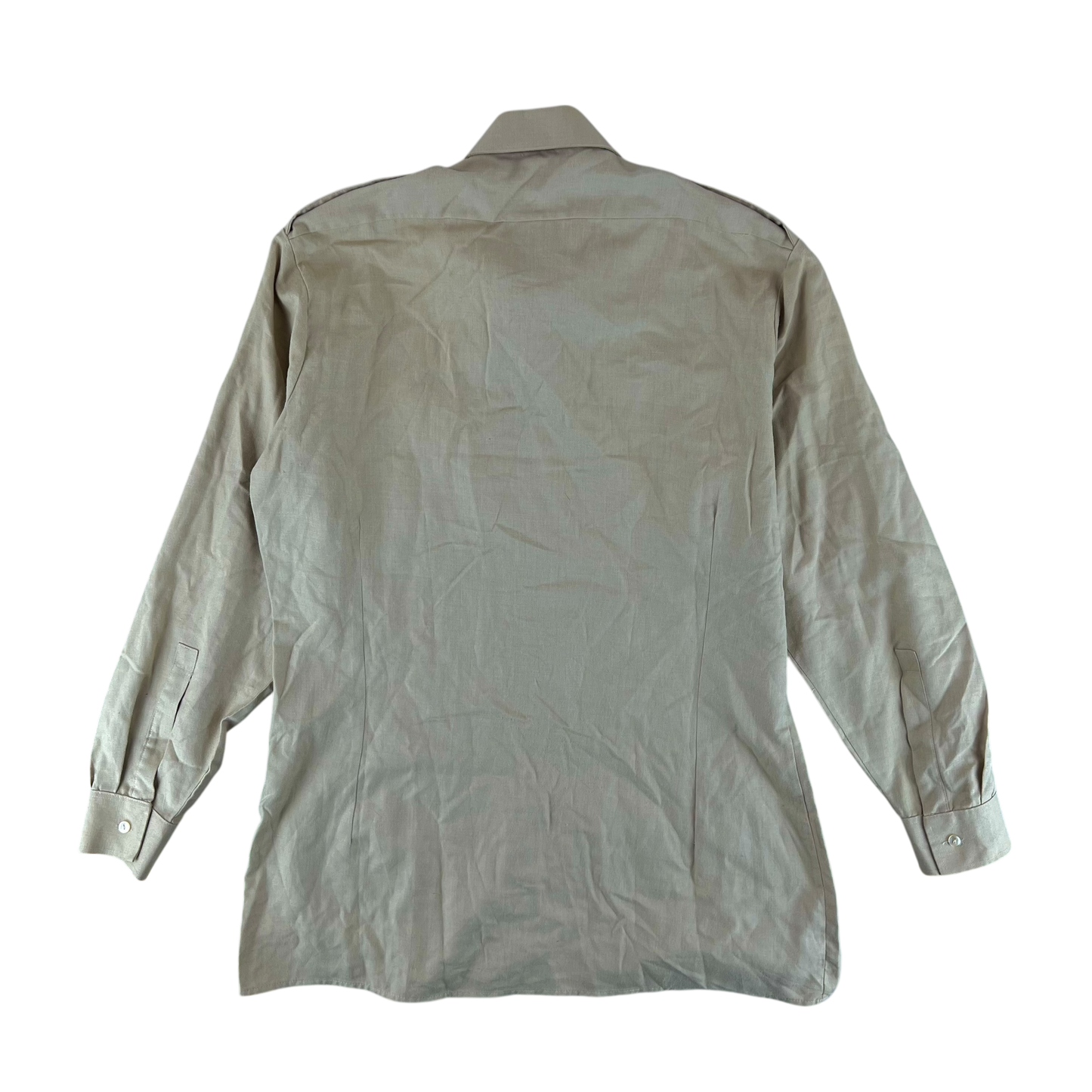 British Army Mens Fawn Shirt Pure Cotton Long Sleeve - Large C42