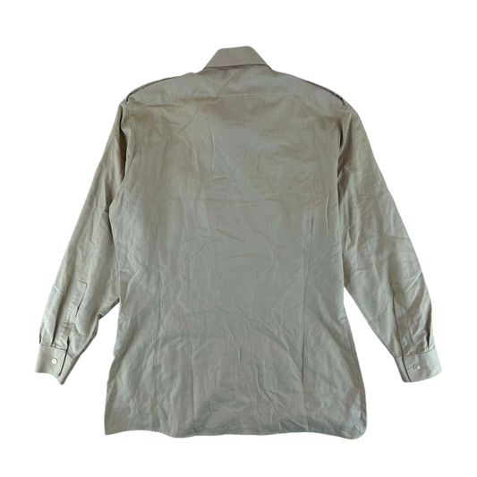 British Army Mens Fawn Shirt Pure Cotton Long Sleeve - Large C42