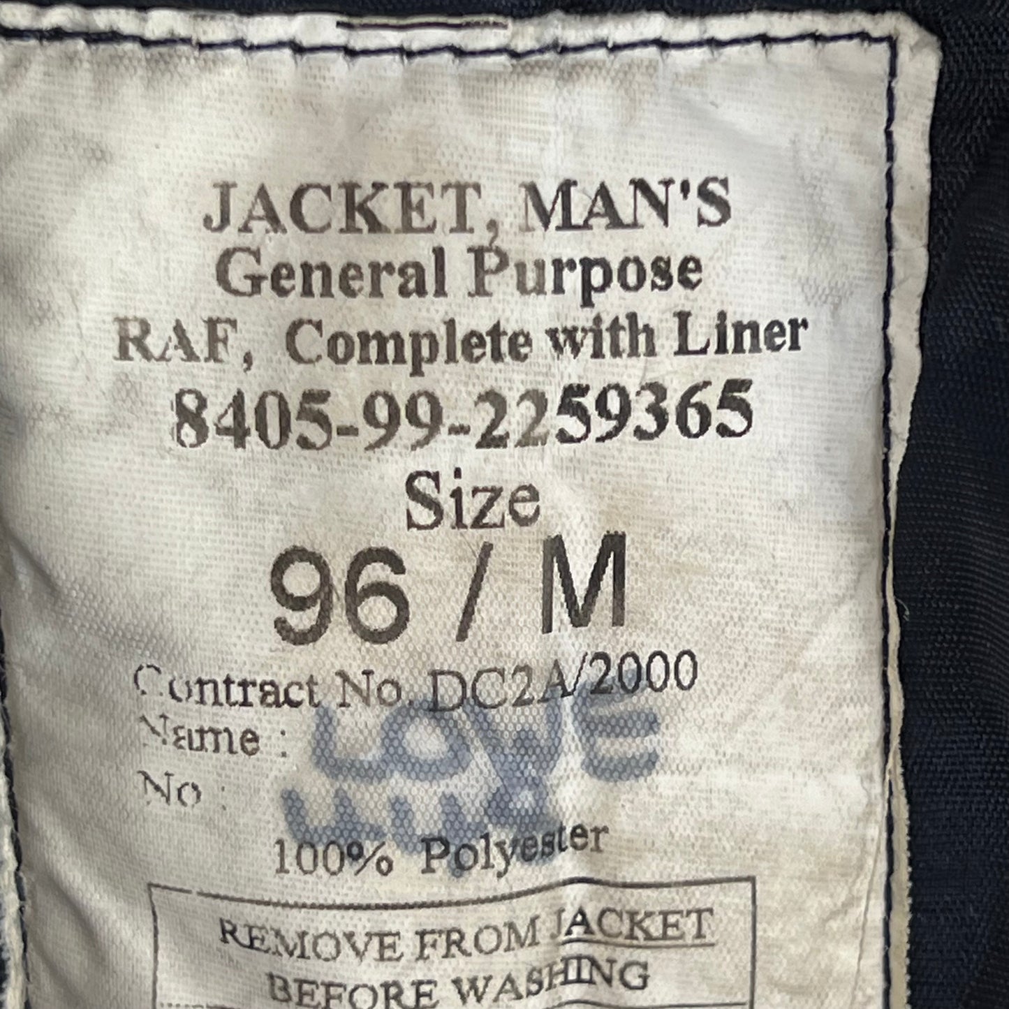 British RAF GP Bomber Jacket w/ Thermal Liner - Medium 96M