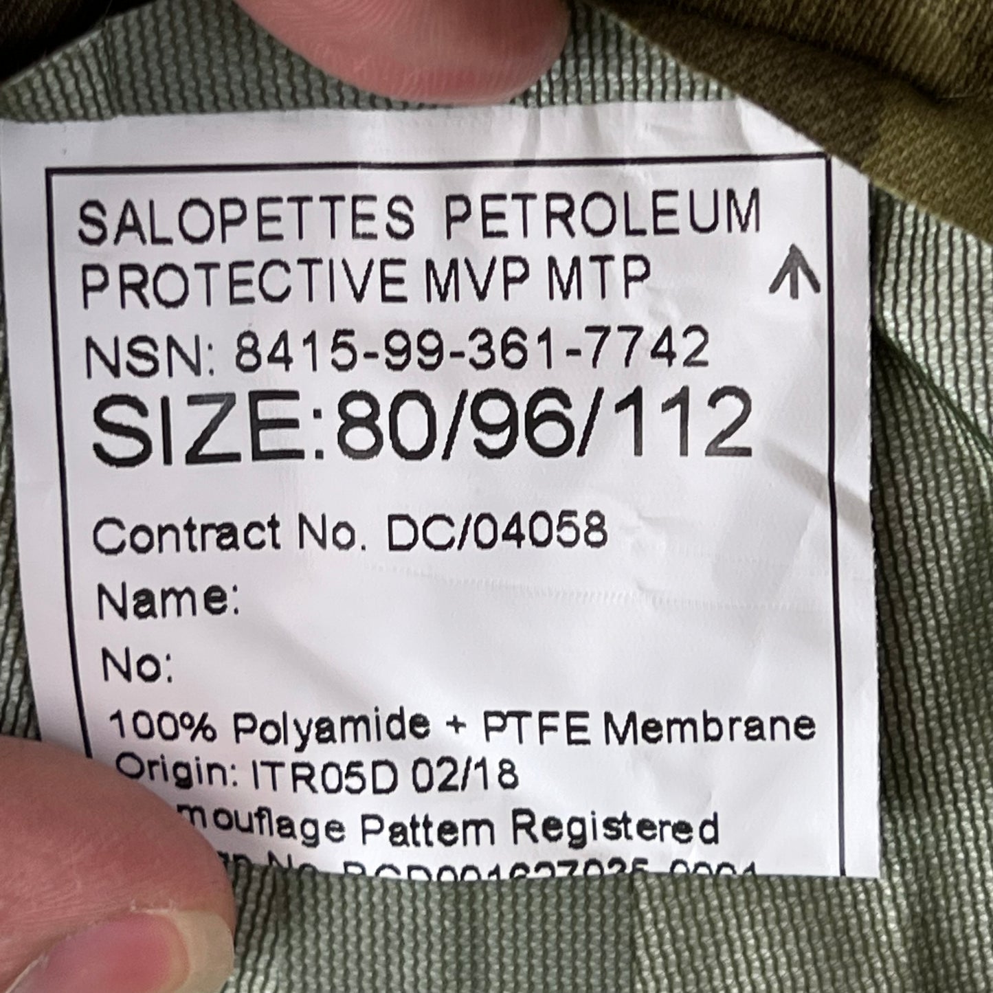 British Army MVP Petroleum Protective Salopettes MTP Camouflage - W37 L31