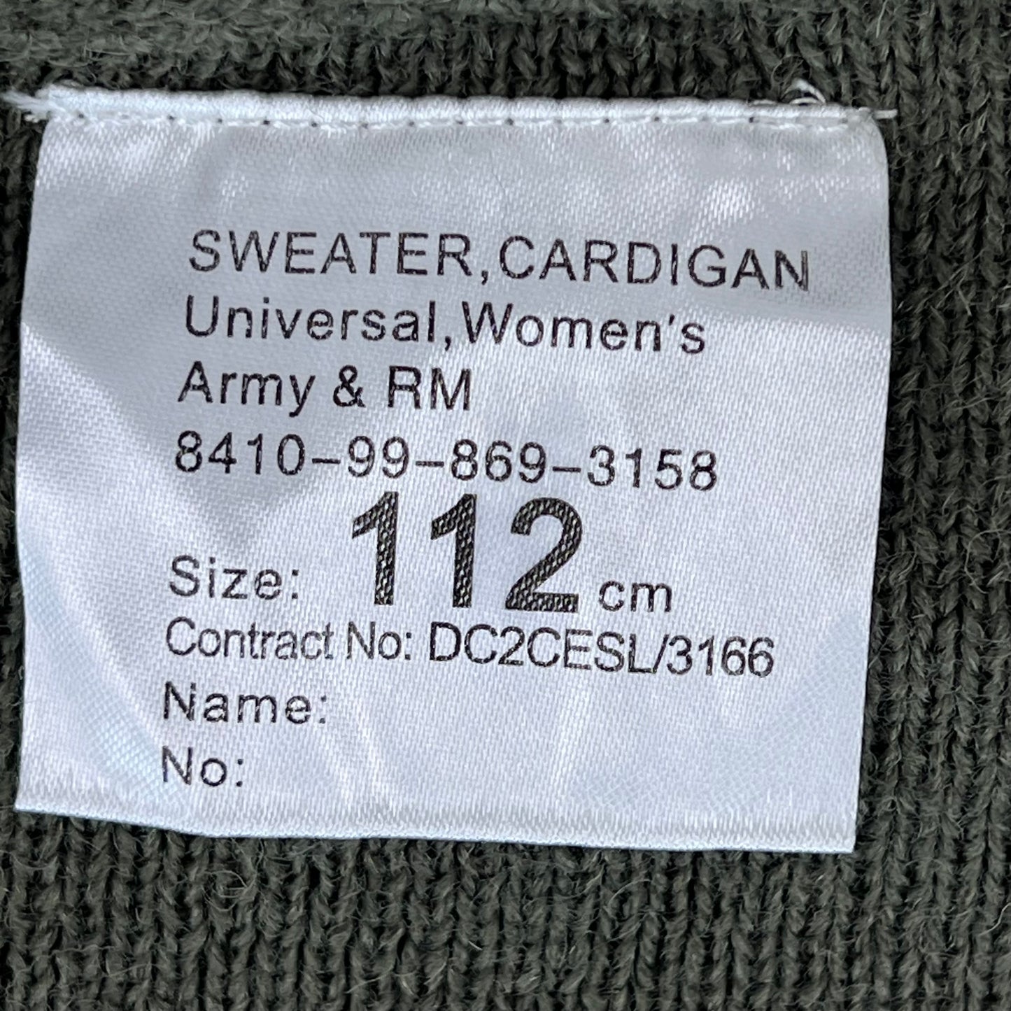 British Army Women's Olive Green Cardigan - Large 112cm