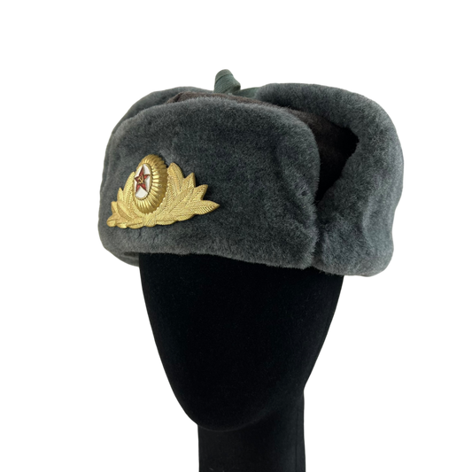 Soviet Red Army Officer's Grey Ushanka - Small