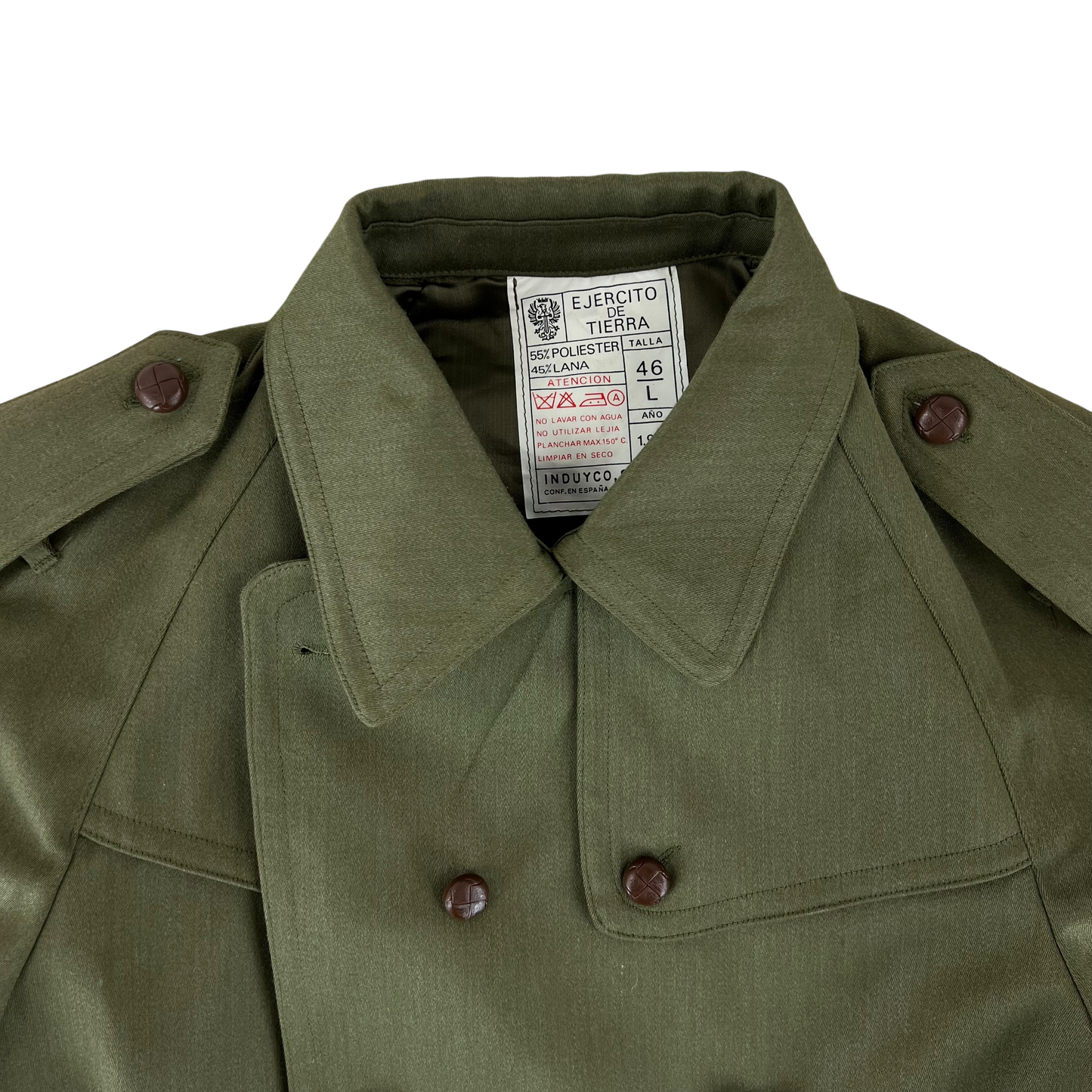 Spanish Army 80s Green Trenchcoat - Large