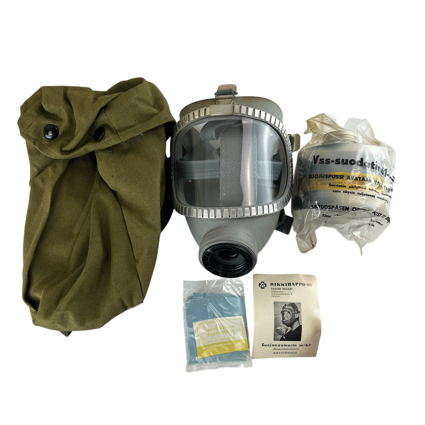 Finnish Army M65 Gas Mask Complete Kit