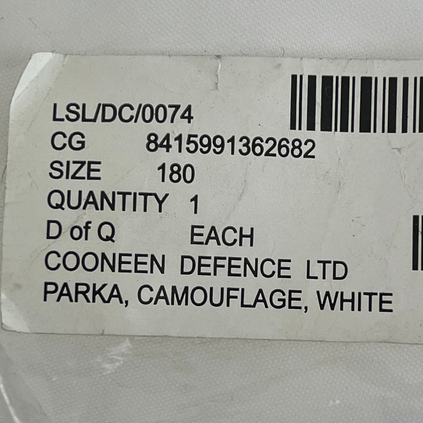 British Army White Snow Camouflage Smock Cover - 180cm