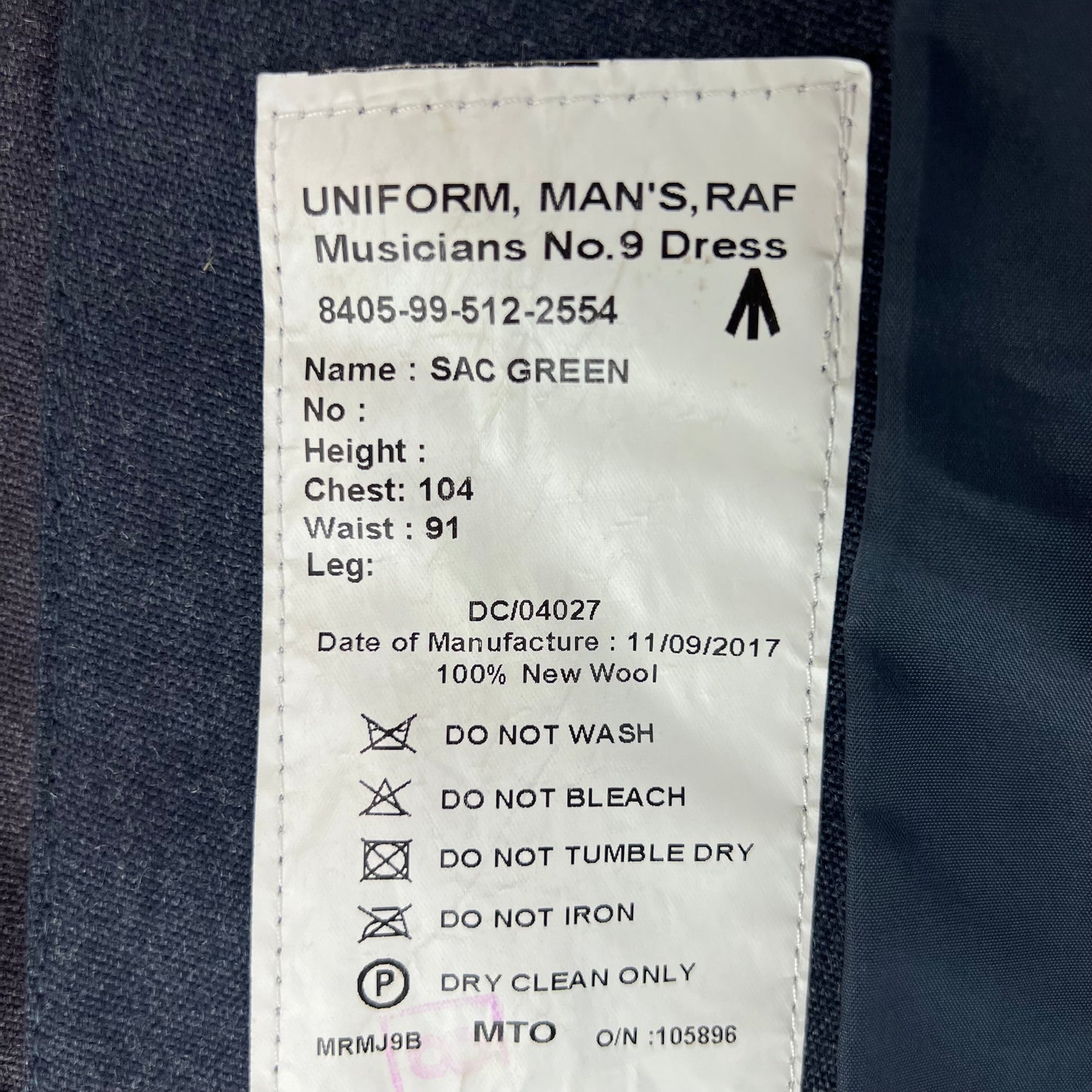 British RAF No 9 Musician's Dress Jacket - Large