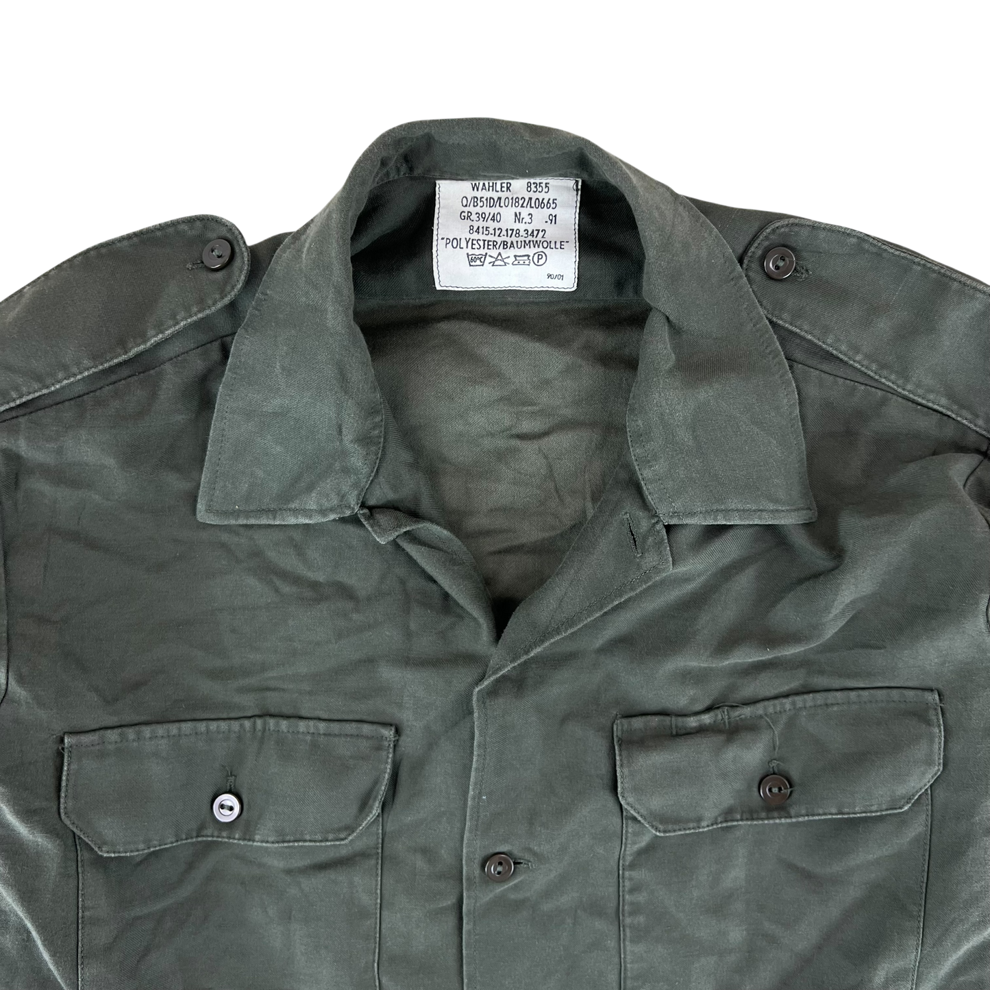 German Army Olive Green Long Sleeve Field Shirt - Medium Gr39/40