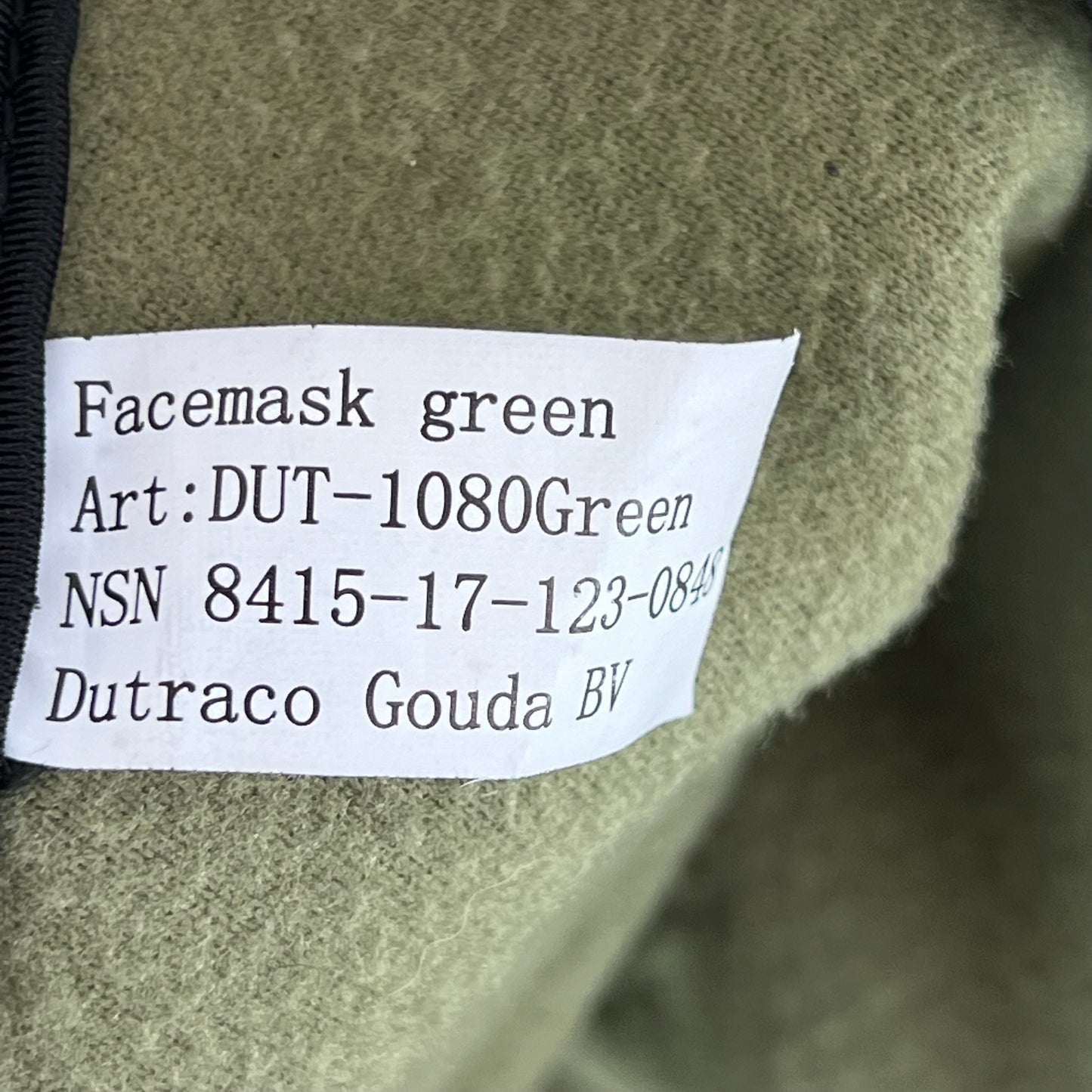 Dutch Army Olive Green Thermal Cold Weather Face Mask