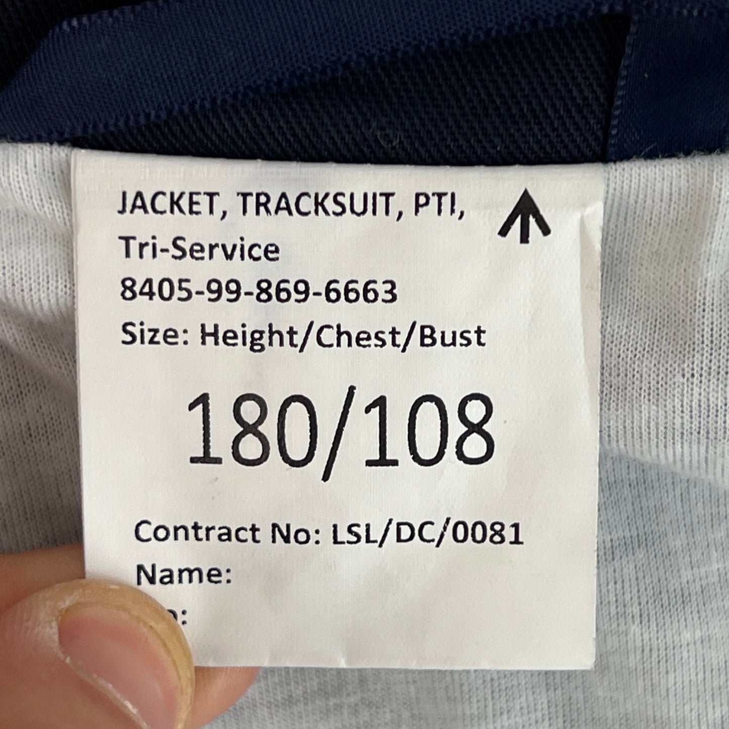British Army / Tri-Services Navy Blue PTI Tracksuit Top Jacket - Large 180/108