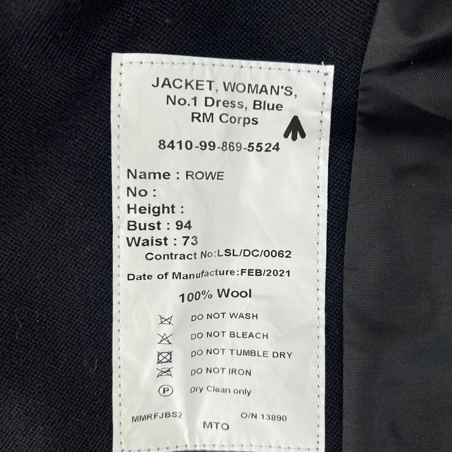 British Royal Marines Women's No. 1 Dress Jacket - Small