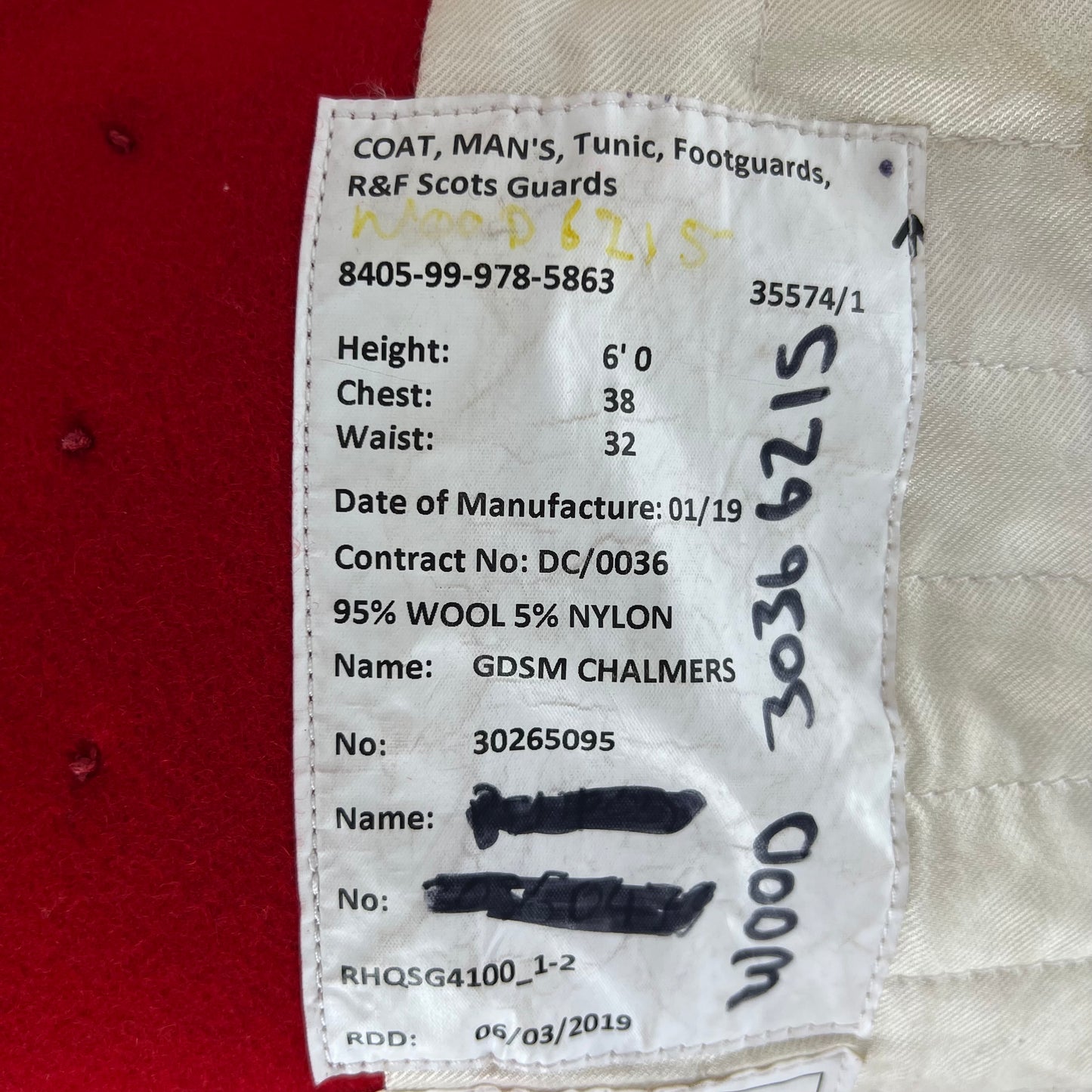 British Army Footguard's Jacket R & F - Scots Guards - Medium