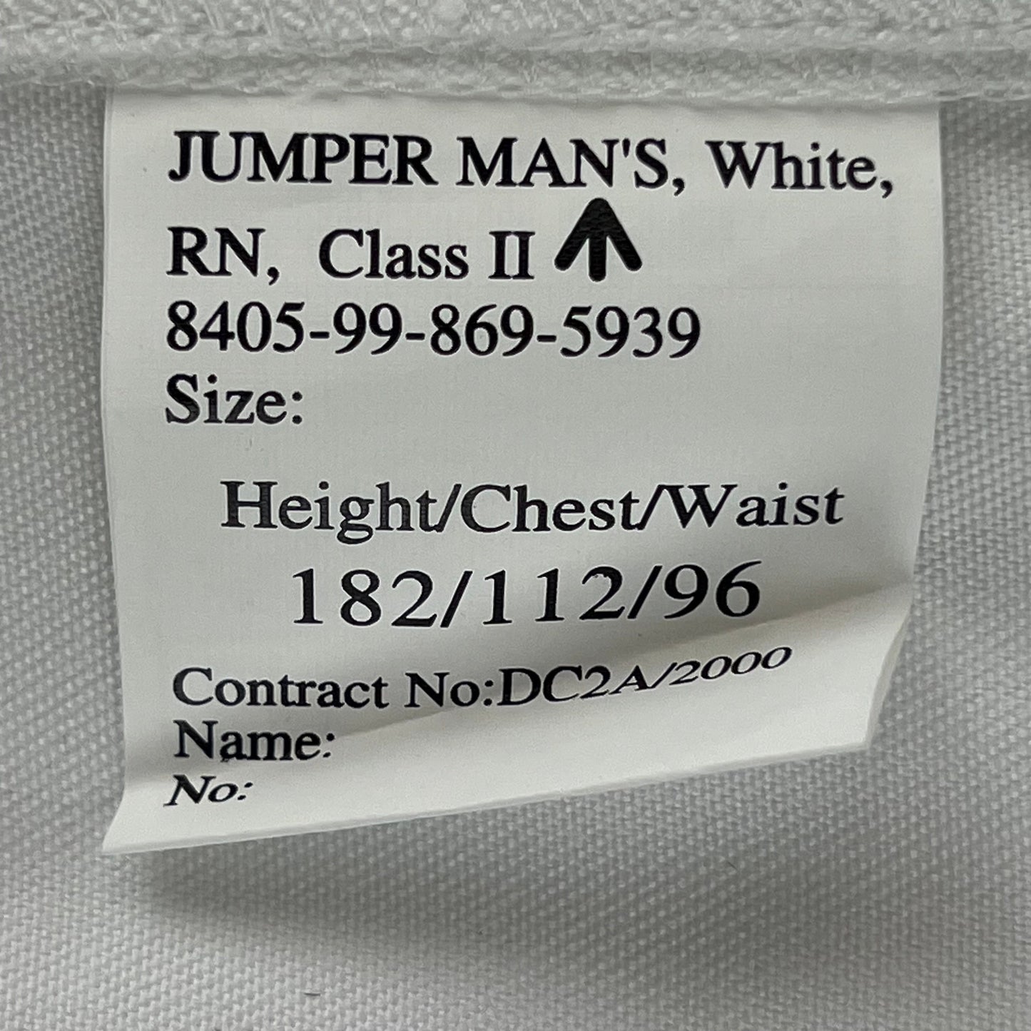 British Royal Navy Class II White Jumper Sailor's Top - Large 182/112