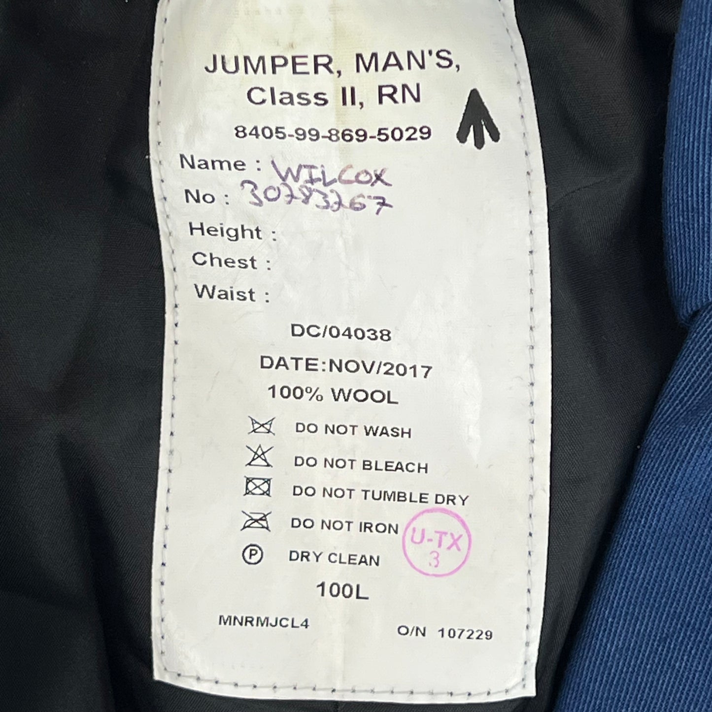 British Royal Navy Class II Jumper Sailor's Top - Medium 100L