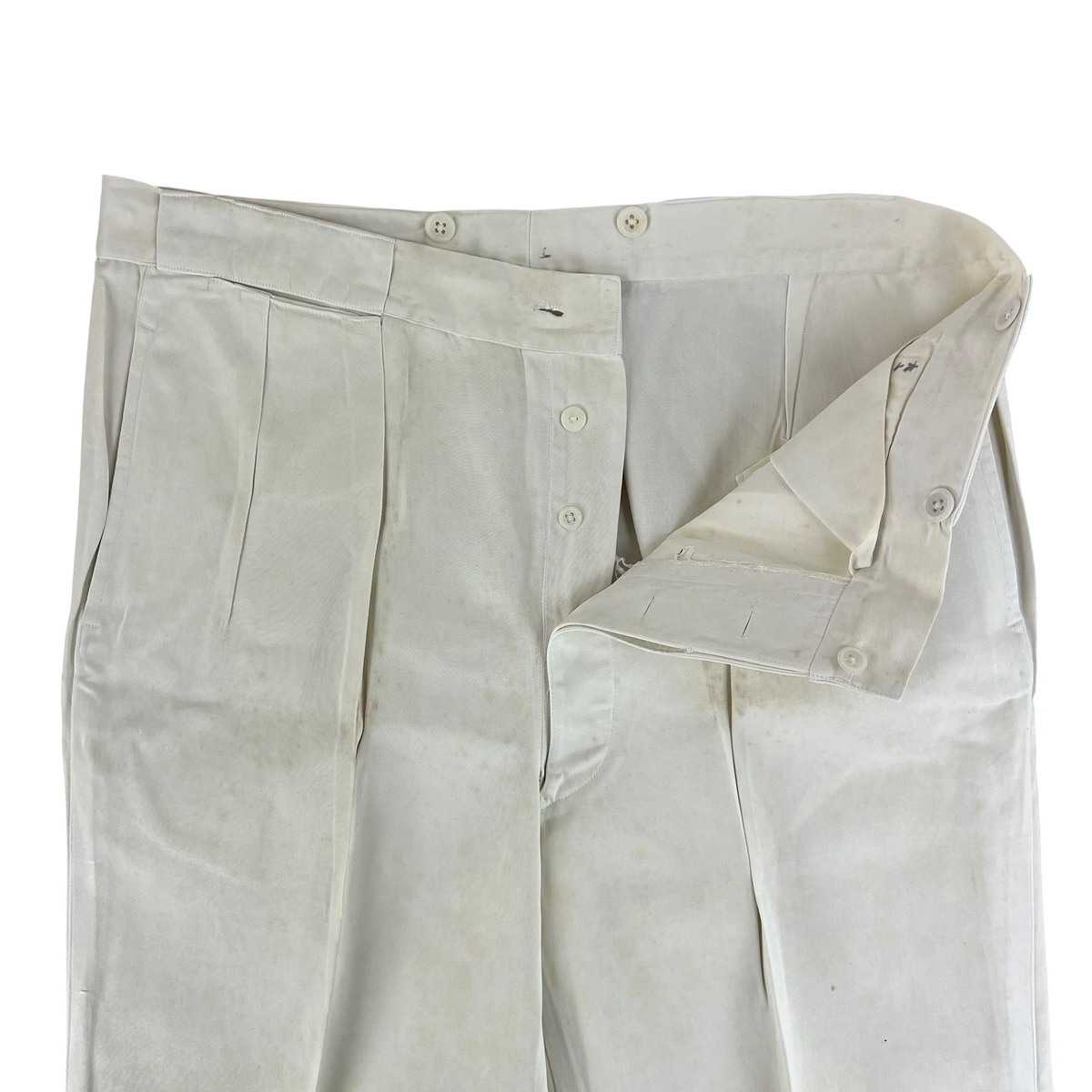 British Merchant Navy 50s Tropical White Trousers - W36 L30