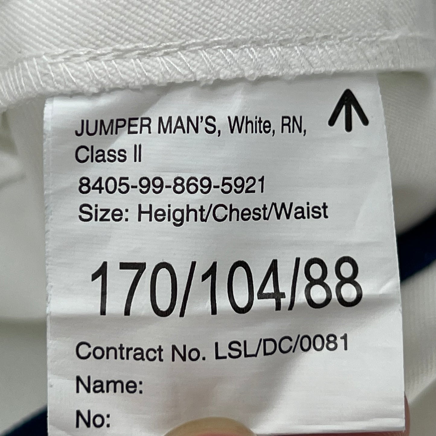 British Royal Navy Class II White Jumper Sailor's Top - Large 170/104