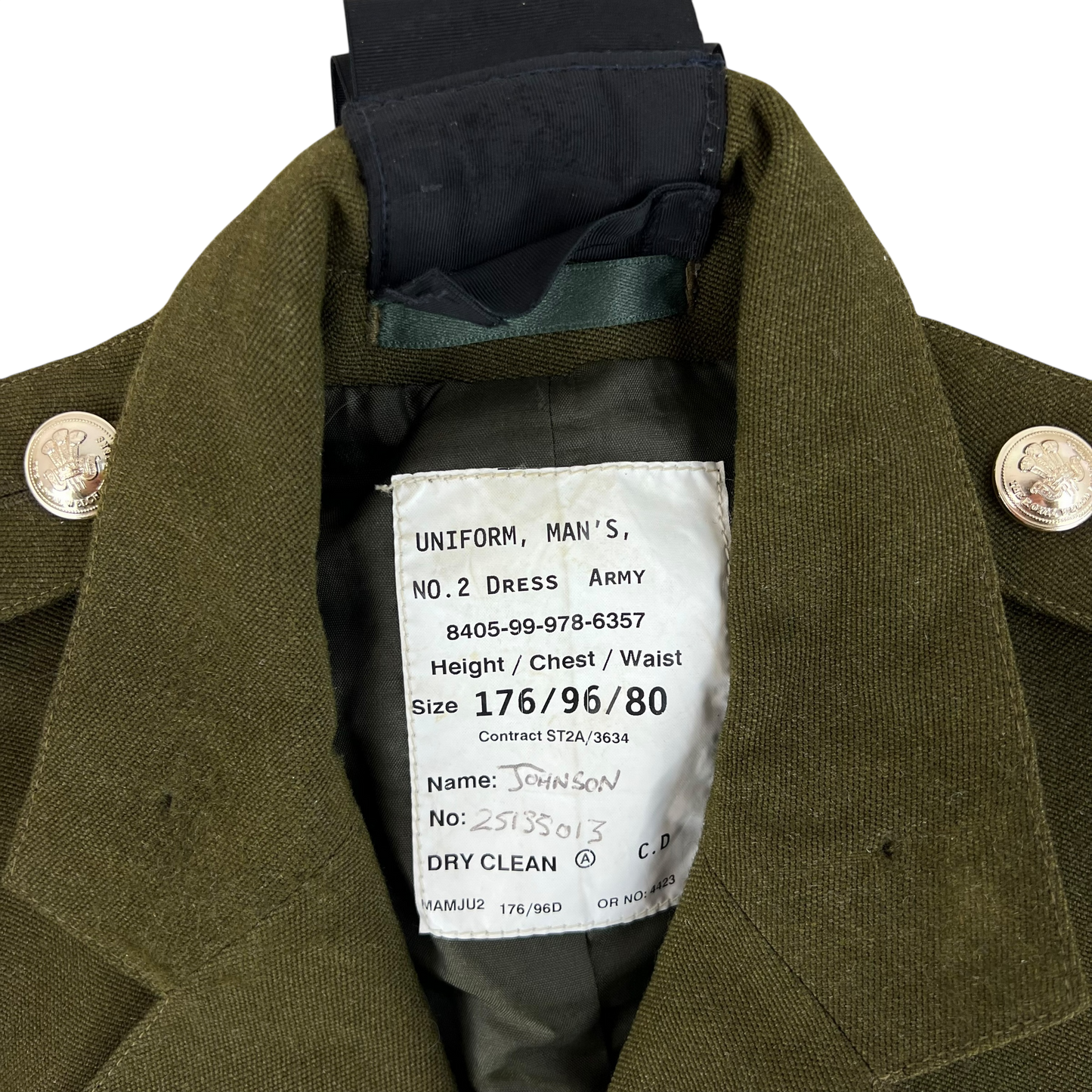 British Army 1980 Pattern No. 2 Olive Green Dress Jacket - Royal Welch Fusiliers - Medium 176/96