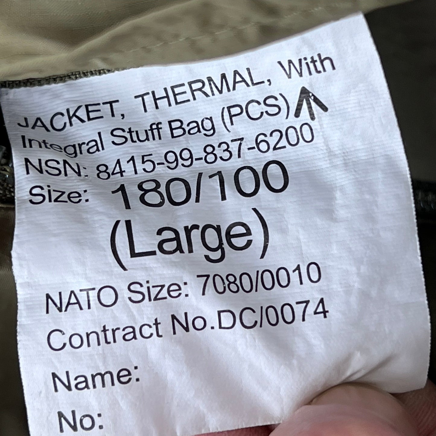 British Army Thermal Buffalo Jacket - Large