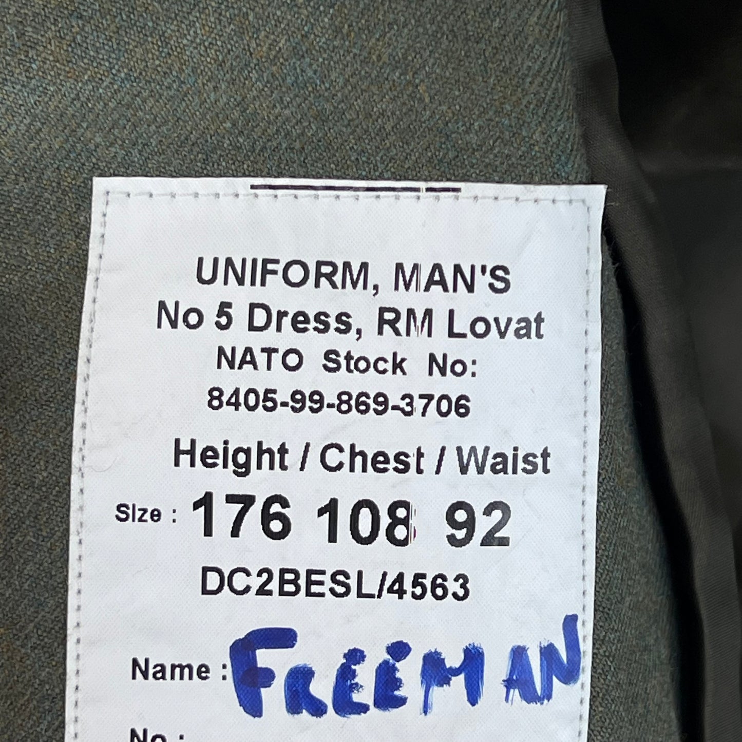 British Royal Marines Lovat No. 5 Dress Jacket w/ Belt - Medium