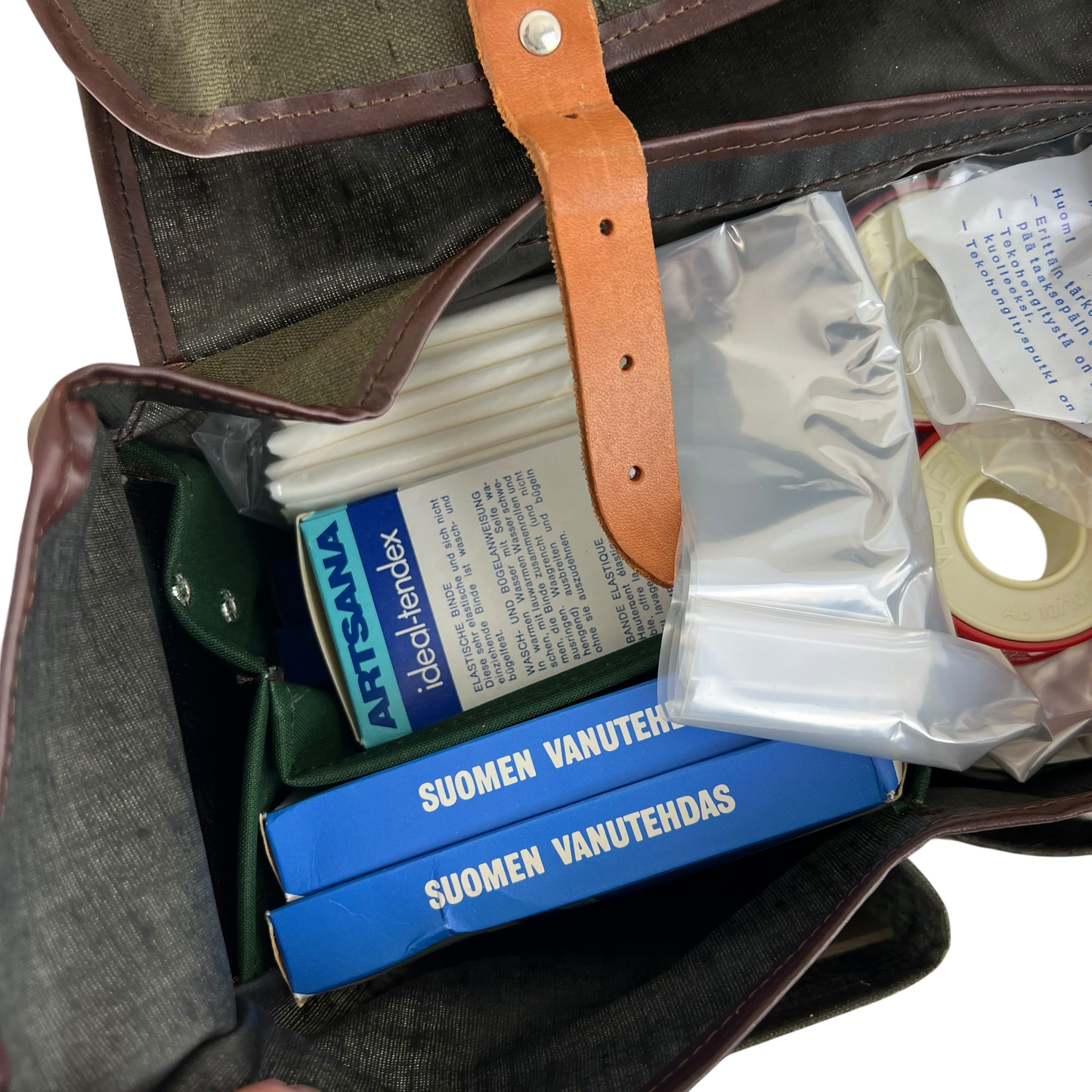 Finnish Civil Defence Vintage Medical Kit Bag w/ Supplies