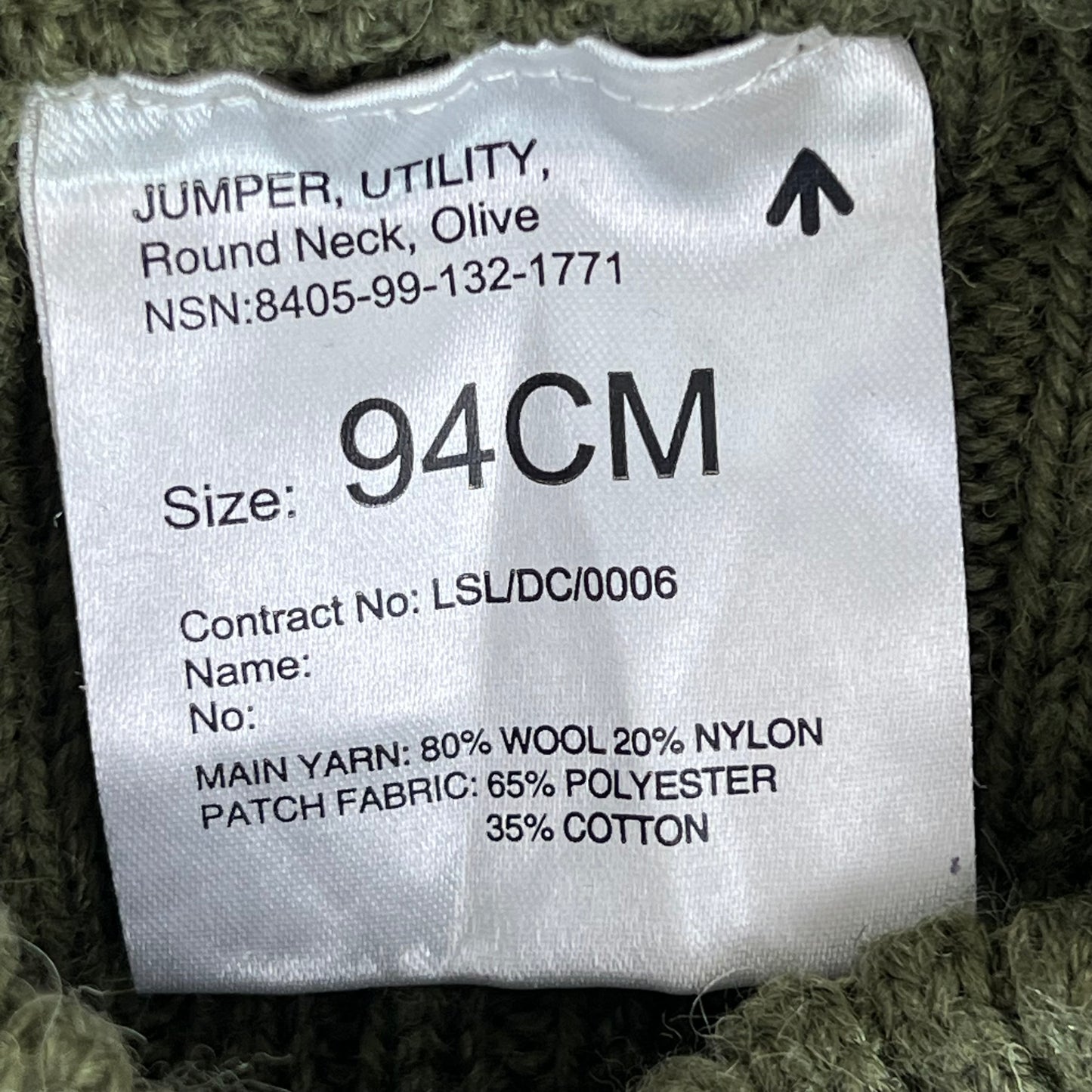 British Army Olive Green Pullover Jumper - Medium 94cm