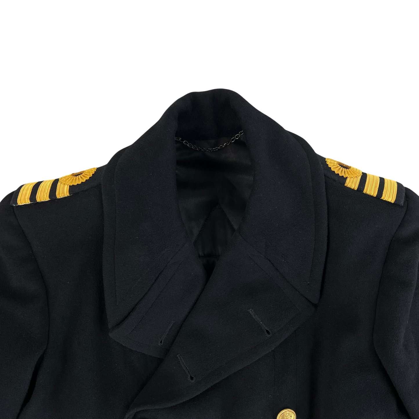 British Royal Navy WW2 40s Black Wool Greatcoat - Medium