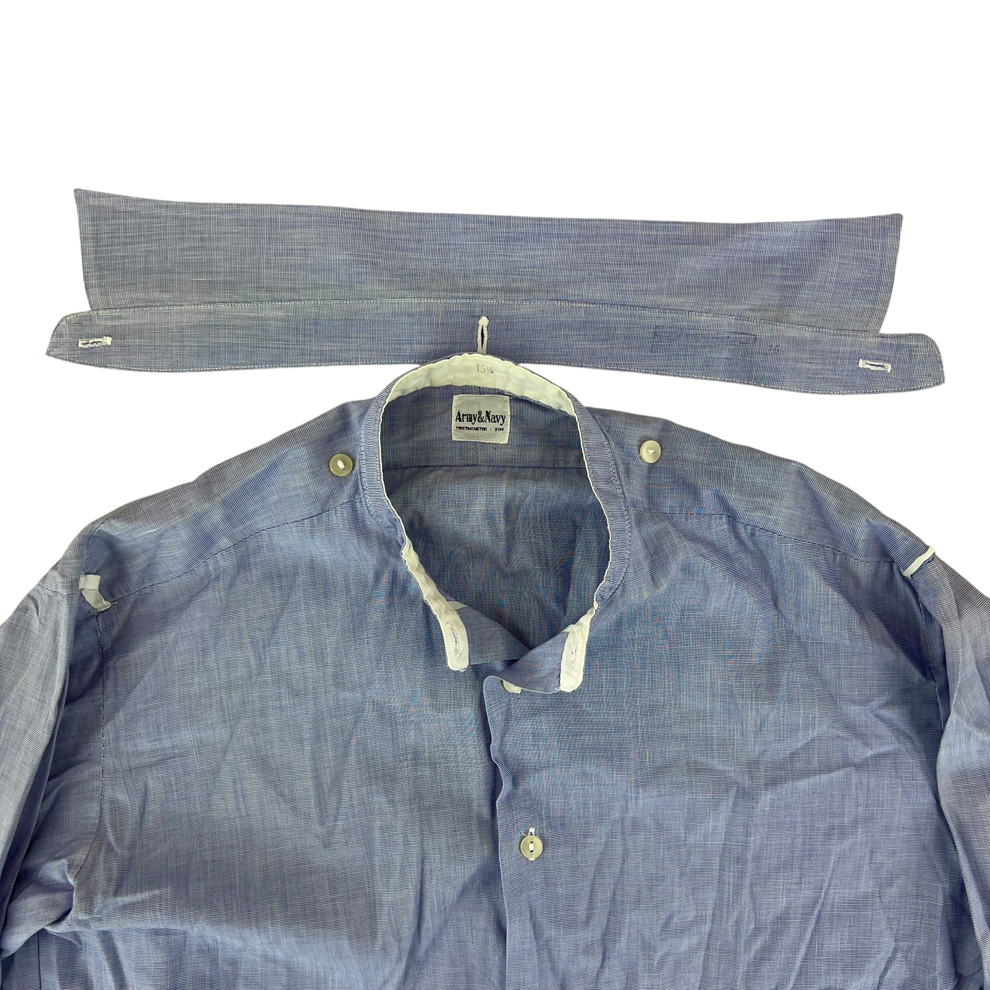 British RAF Vintage Collarless Light Blue No. 2 Long Sleeve Shirt - Medium
