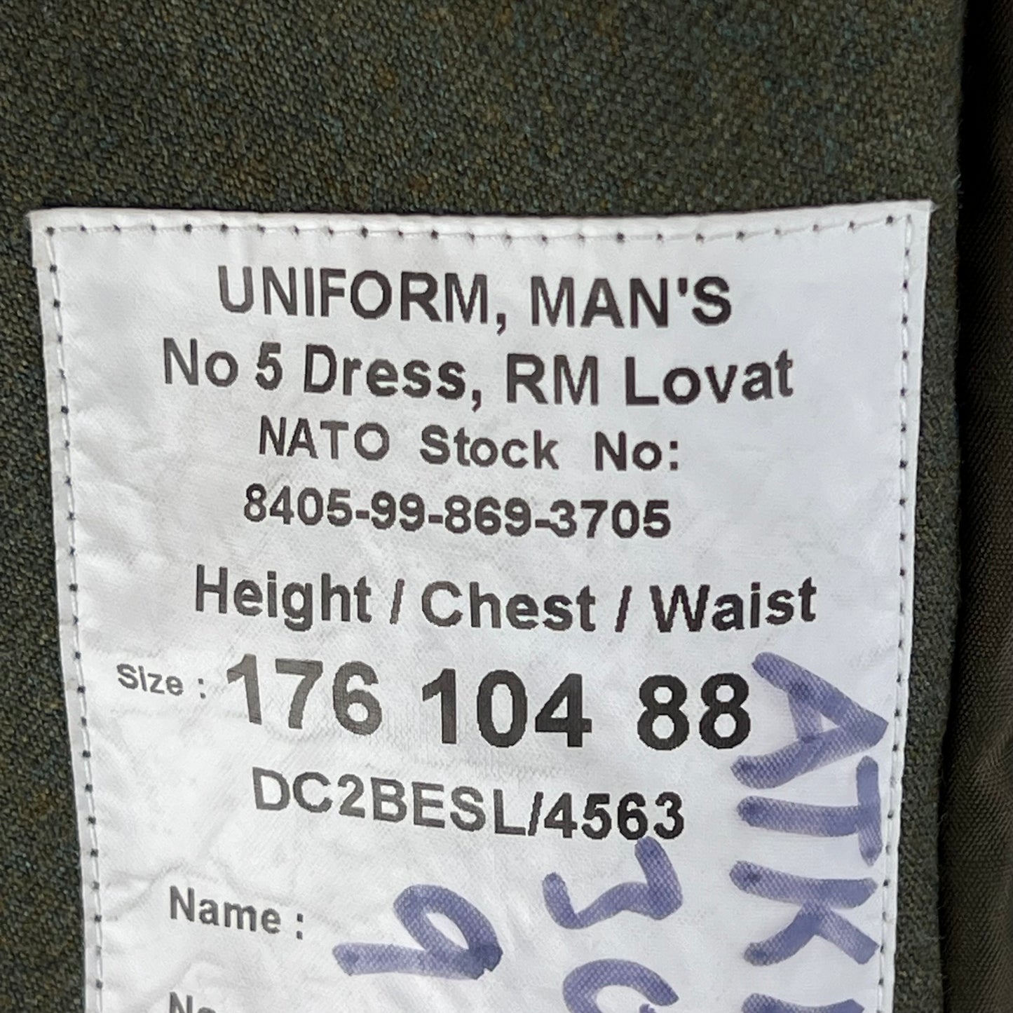 British Royal Marines Lovat No. 5 Dress Jacket - Medium 176/104
