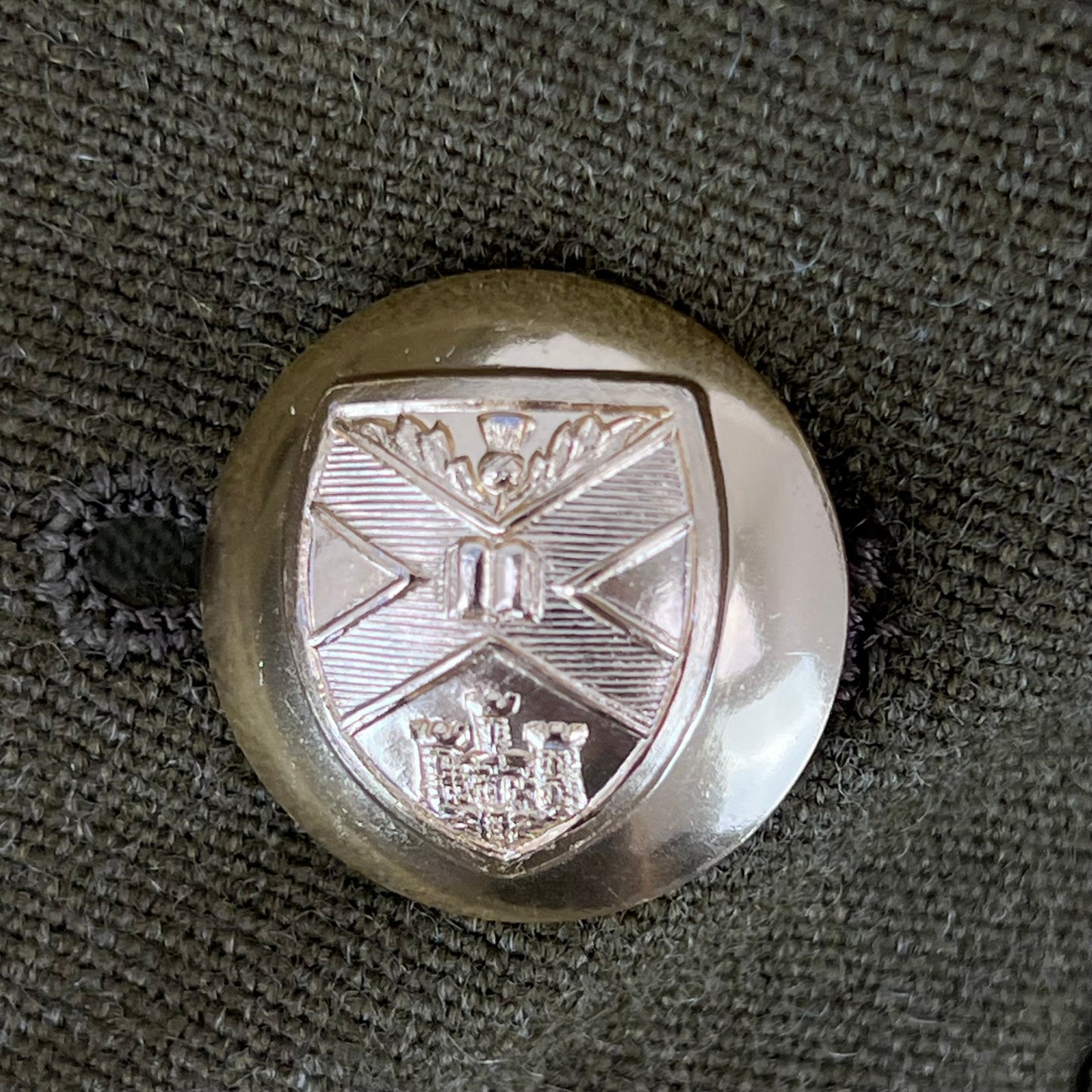 British Army No. 2 Dress Jacket Green 80s Scottish Pattern w Belt - Edinburgh University Officers' Training Corps - Medium