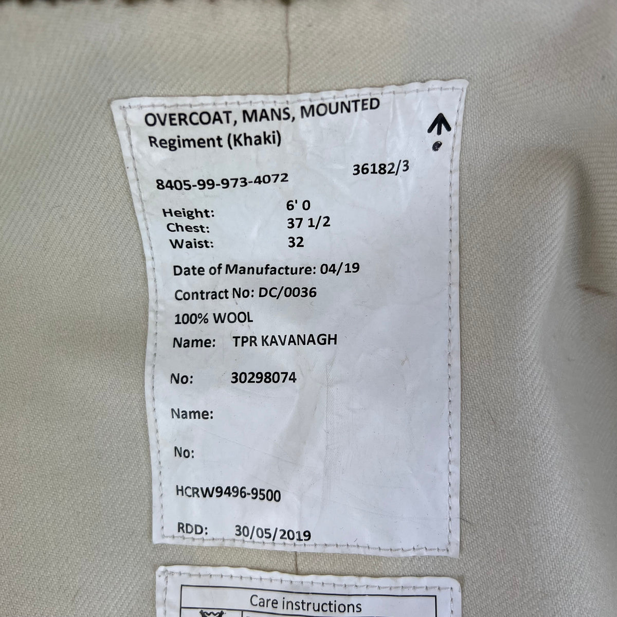 British Army Mounted Regiments Greatcoat - REME -  Medium