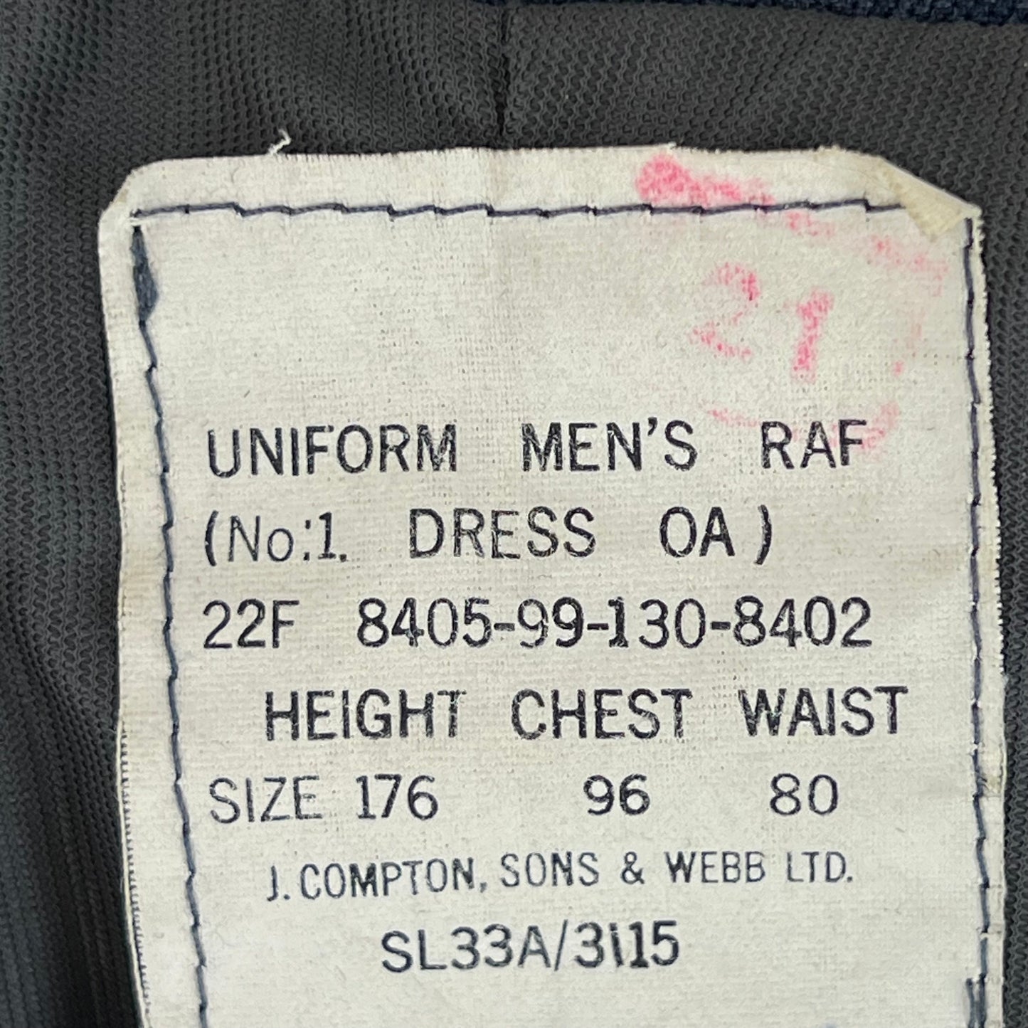 British Royal Air Force No. 1 Dress Jacket - Medium 176/96