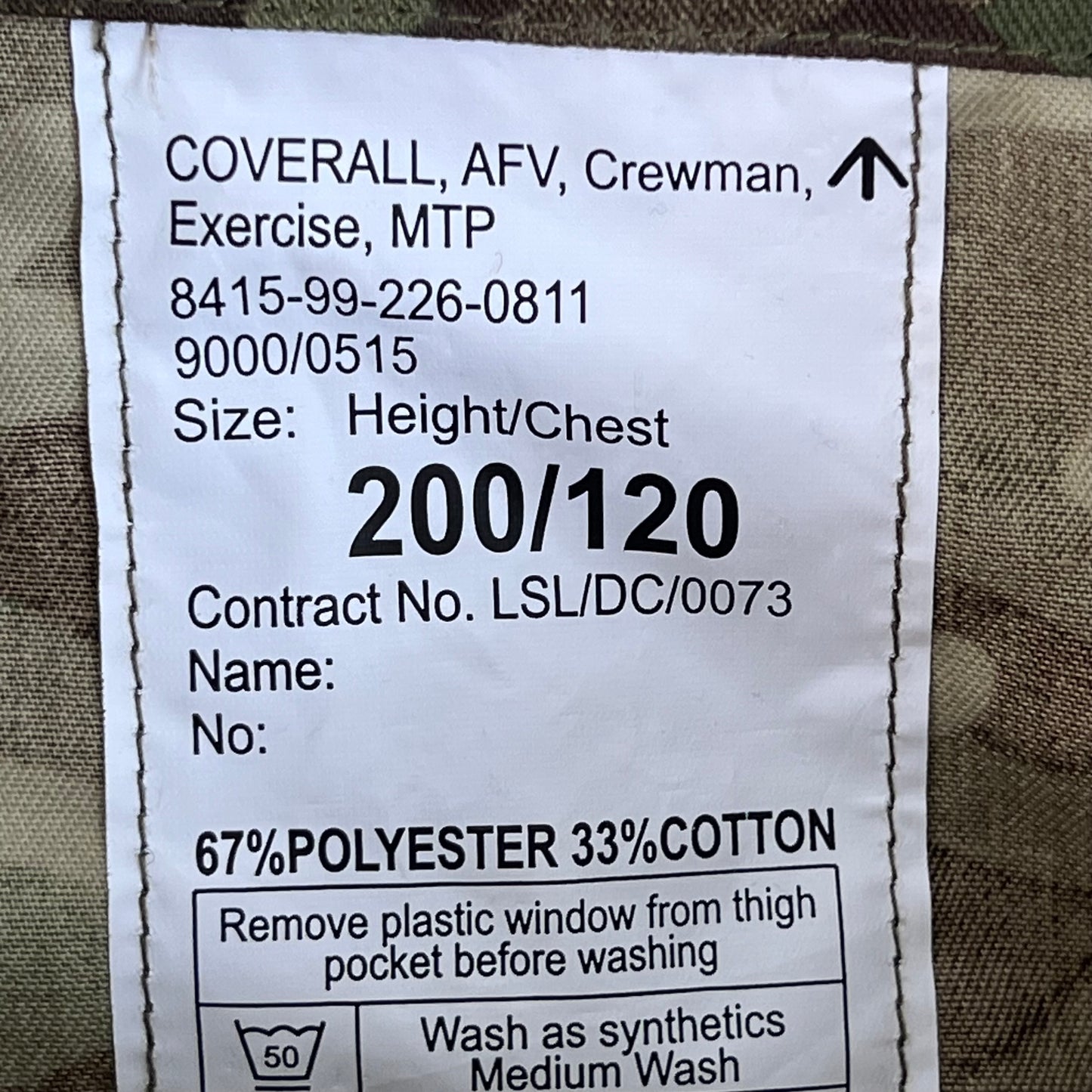 British Army MTP Camo AFV Crewman Exercise Coveralls - X Large 200/120