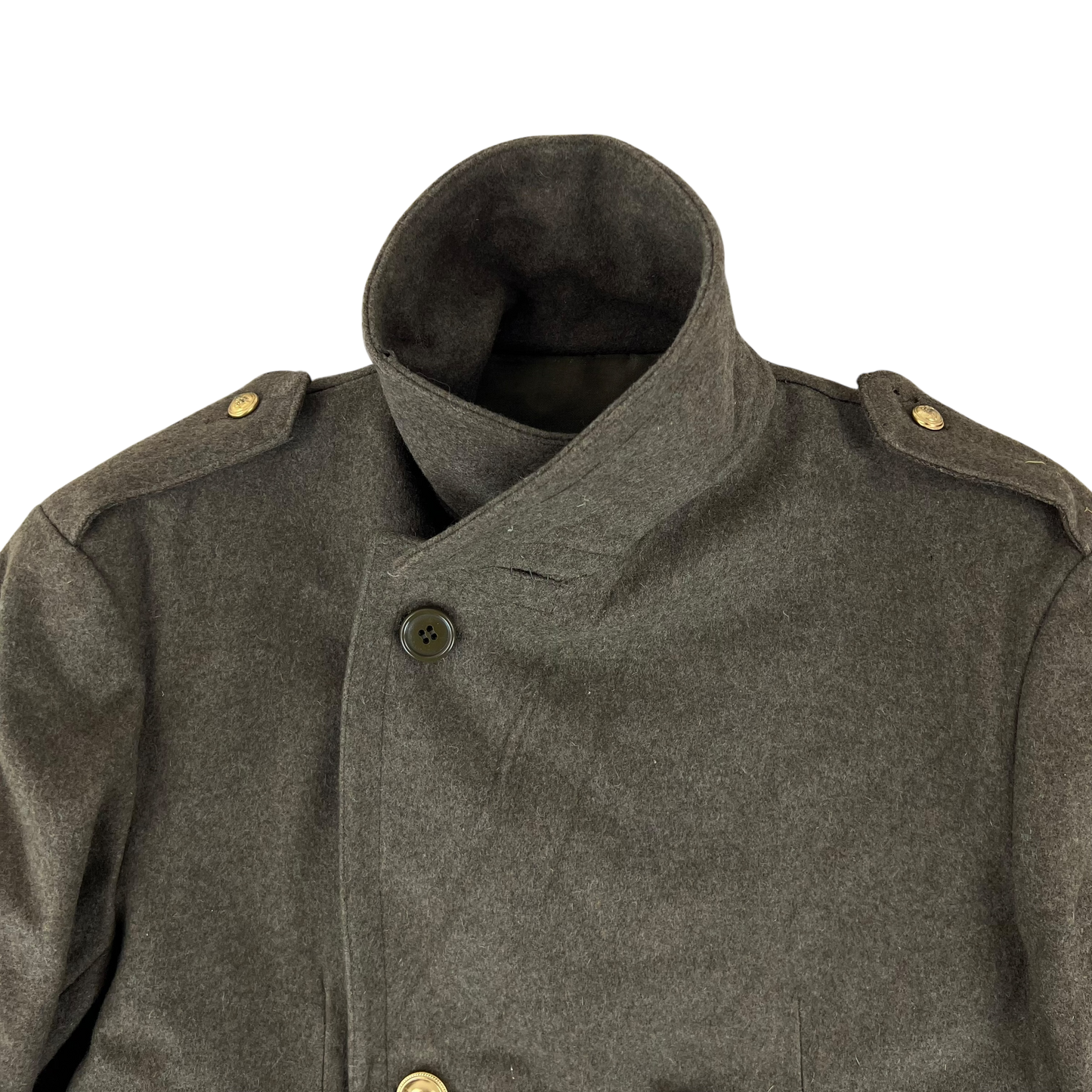 Italian Army 70's Khaki Greatcoat - Military Fire Brigade - Medium
