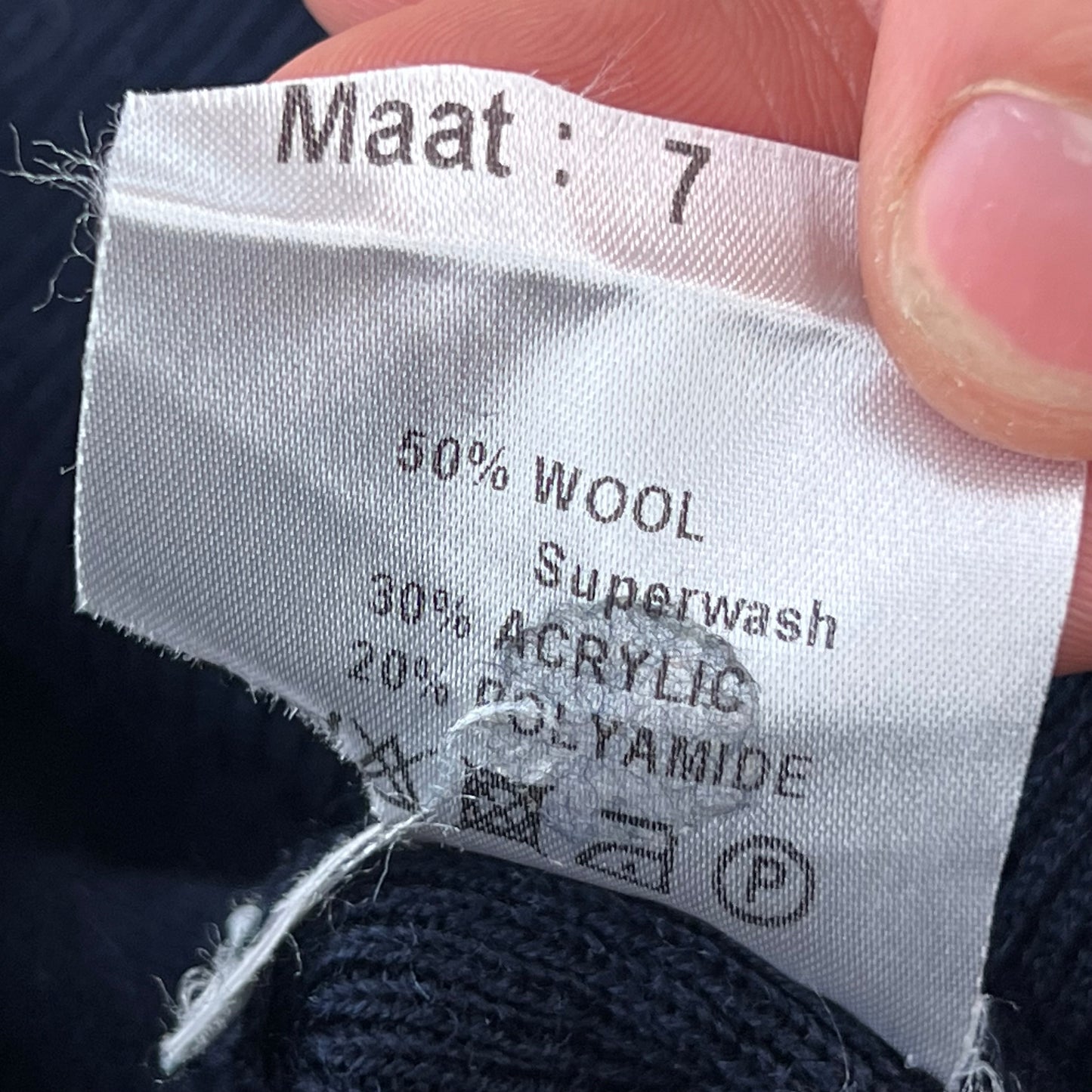 Dutch Navy Blue V Neck Pullover Jumper - Large