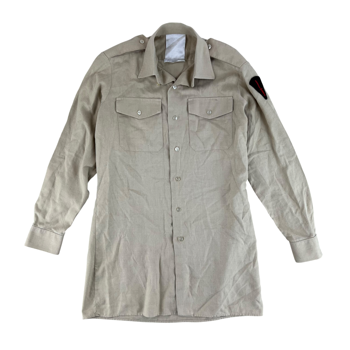 British Army Mens Fawn Cotton Shirt Long Sleeve - Small C37