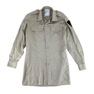British Army Mens Fawn Cotton Shirt Long Sleeve - Small C37