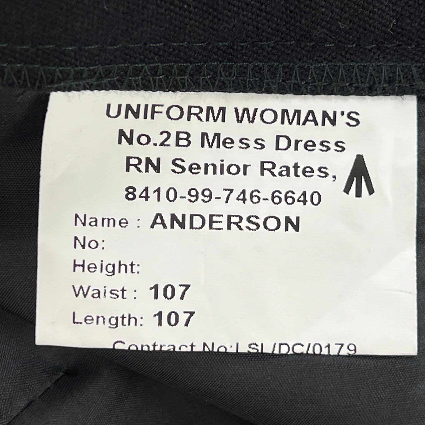 British Royal Navy Women's Black No. 2B Mess Dress Senior Rates Skirt - W41 L43