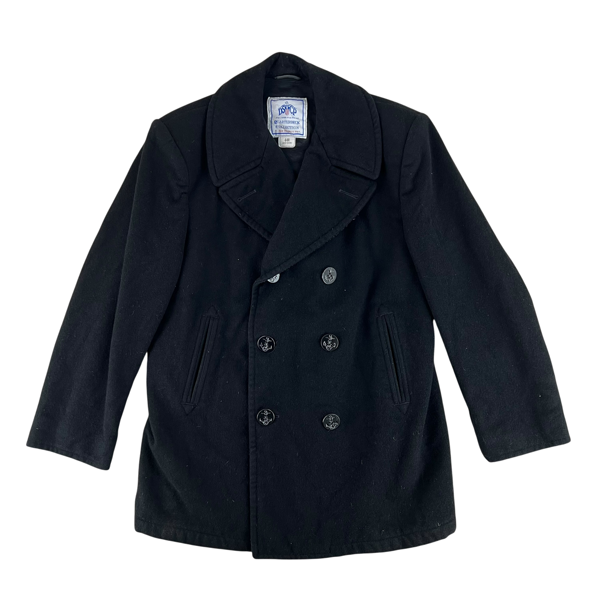 US Navy Black Wool Peacoat - Large 44R